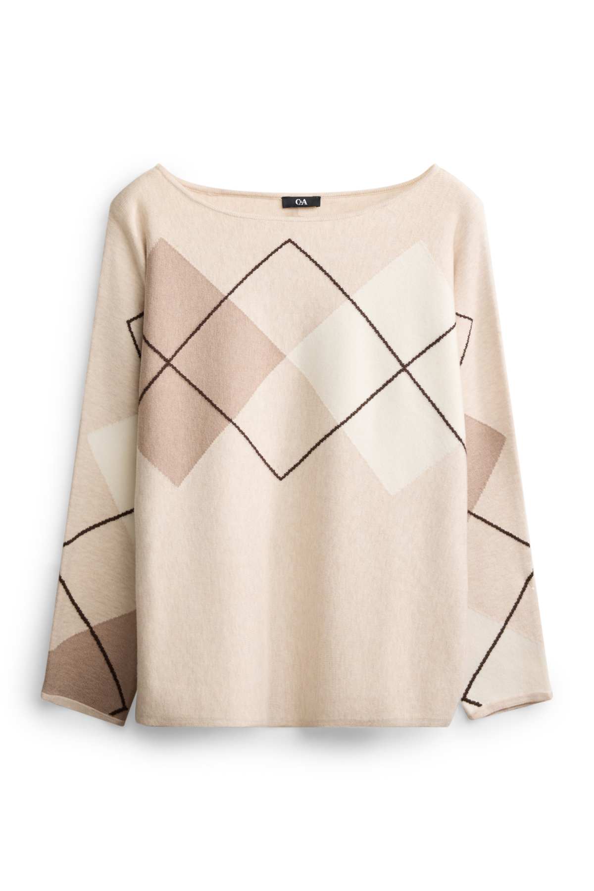 Jumper - check - beige