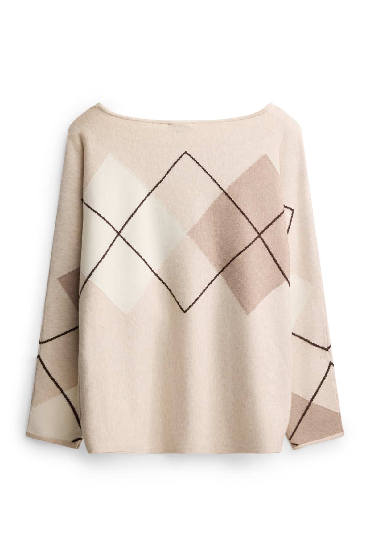 Jumper - check - beige
