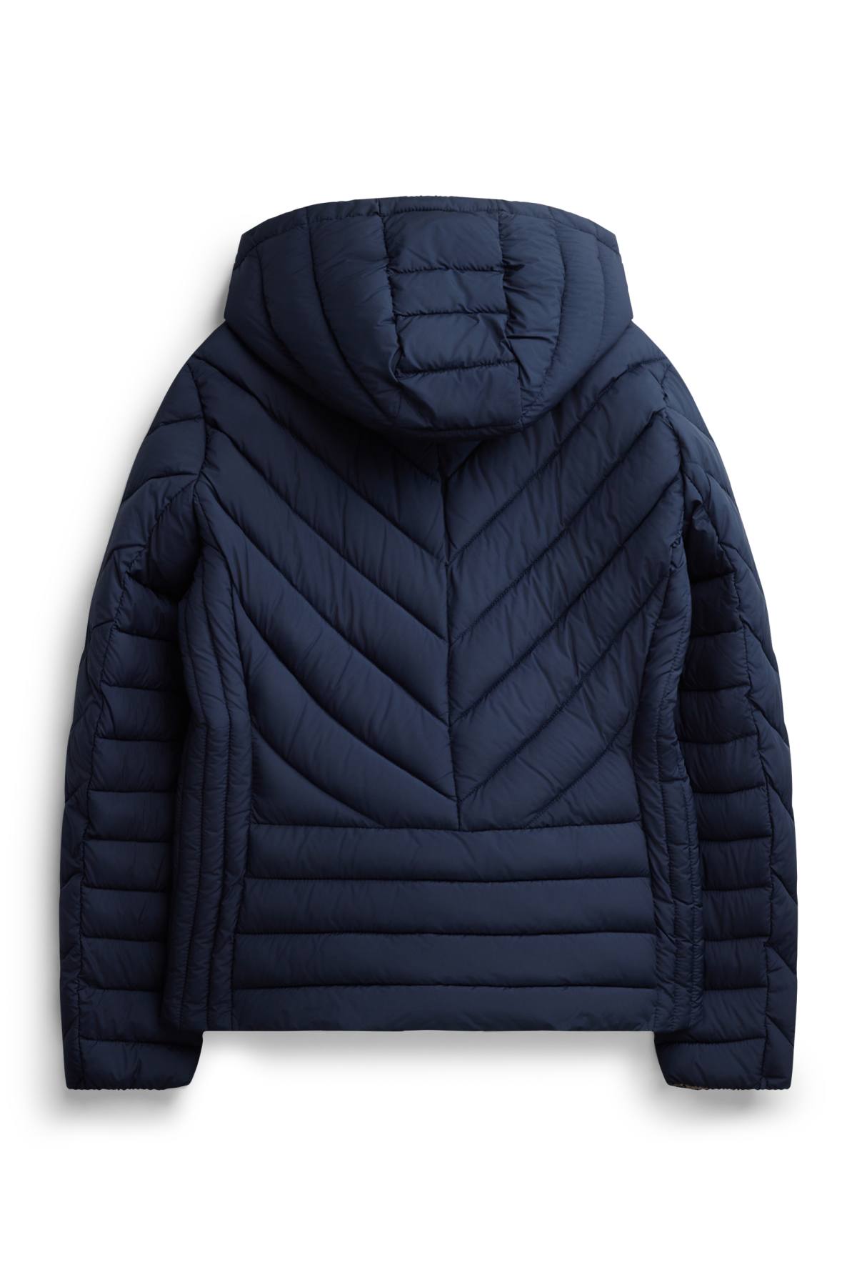 Quilted jacket with hood - lined - dark blue