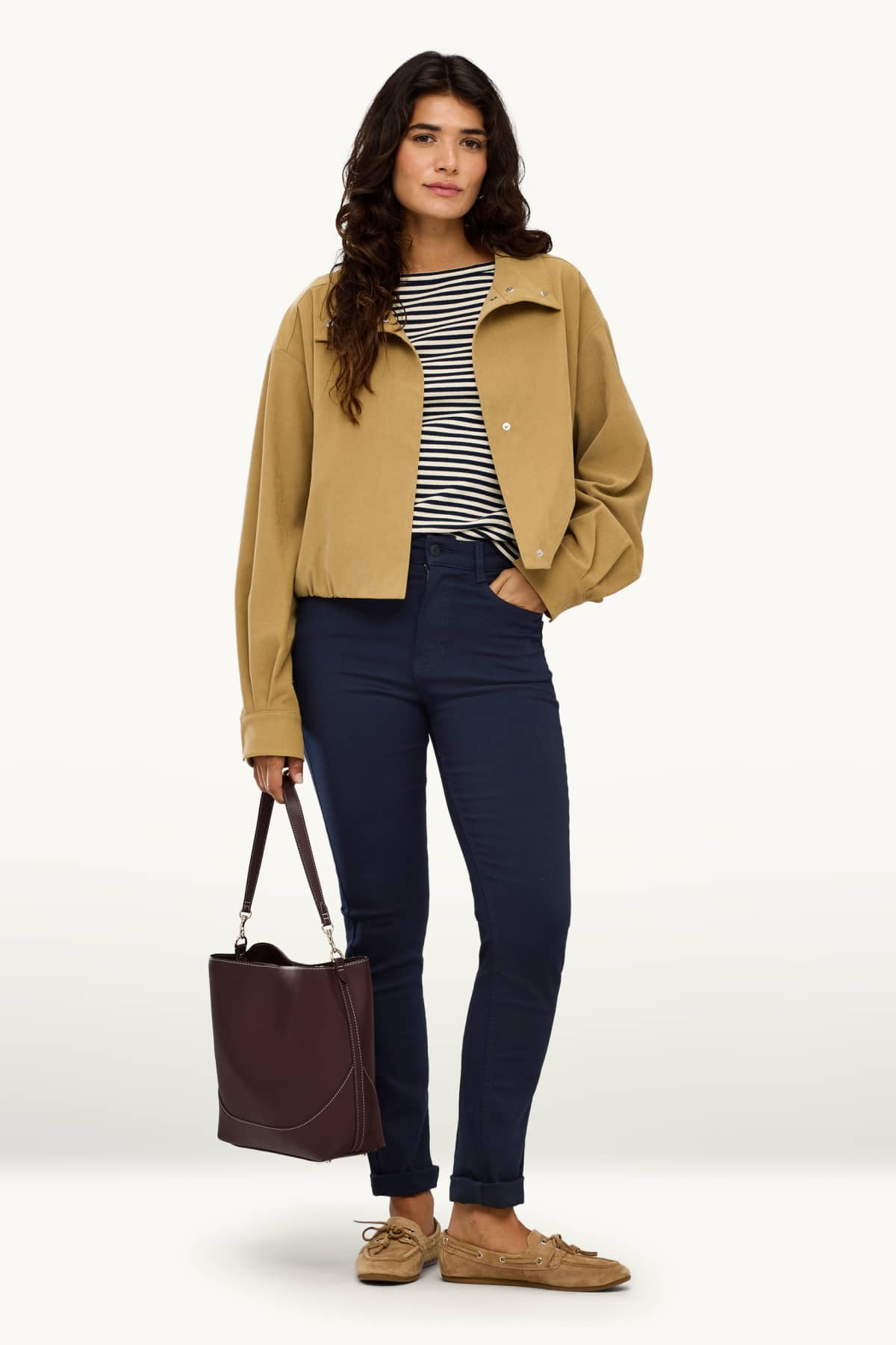 Cloth trousers - high waist - slim fit - dark blue