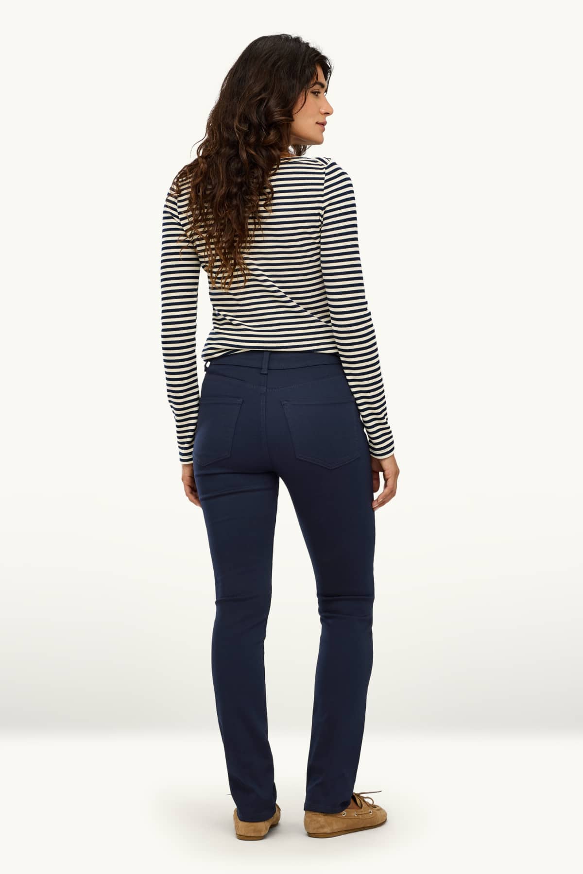 Cloth trousers - high waist - slim fit - dark blue