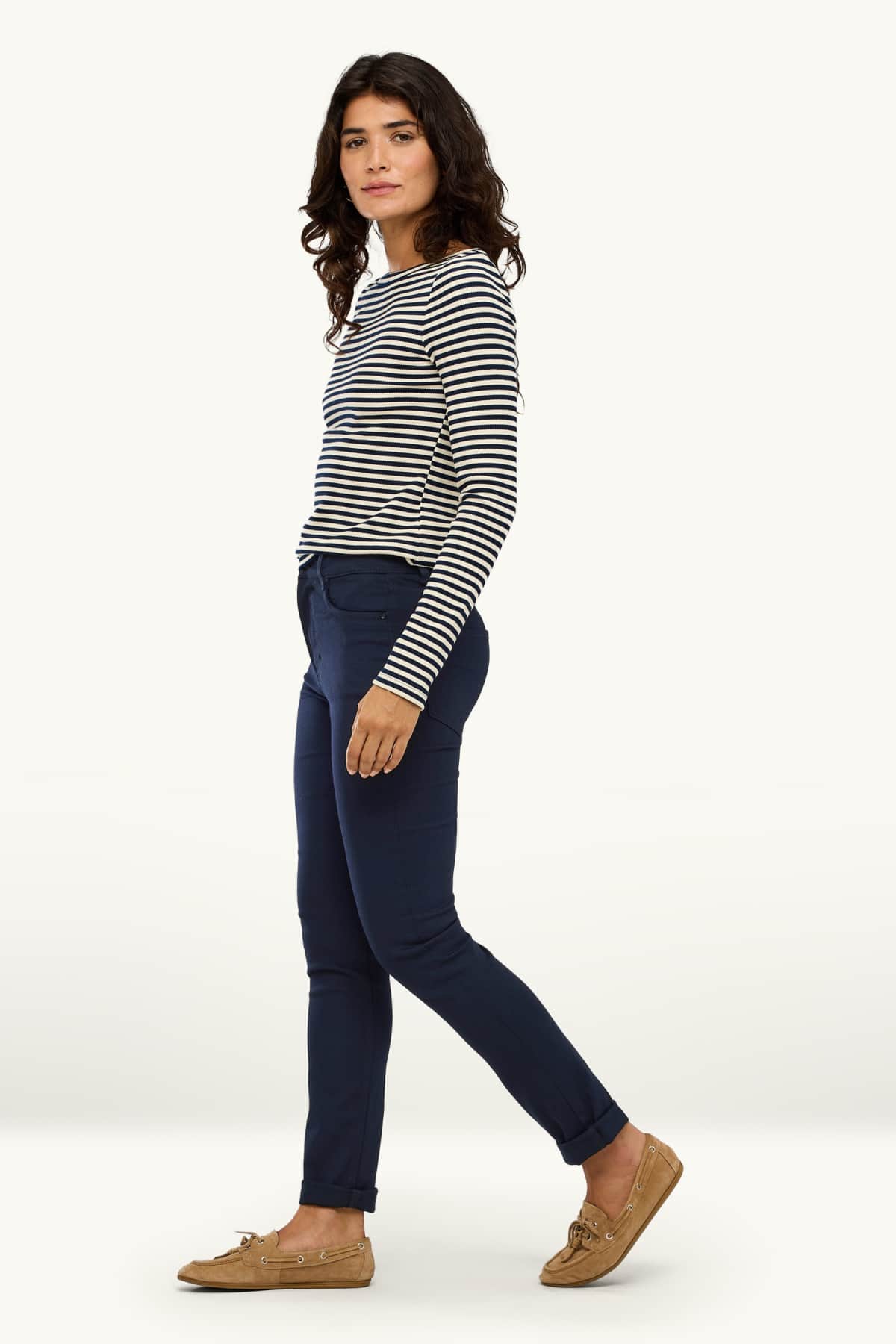 Cloth trousers - high waist - slim fit - dark blue