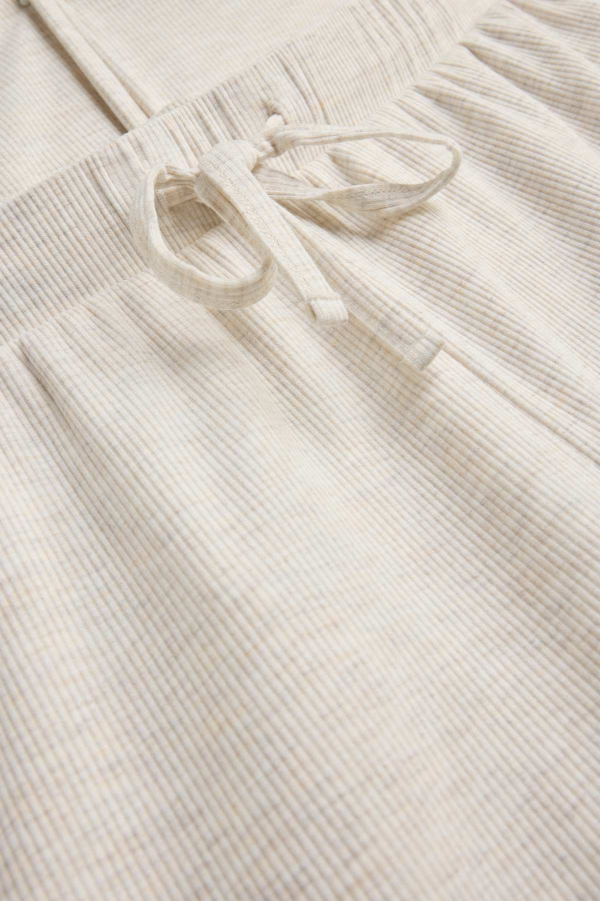 Pyjama bottoms - ribbed - light beige