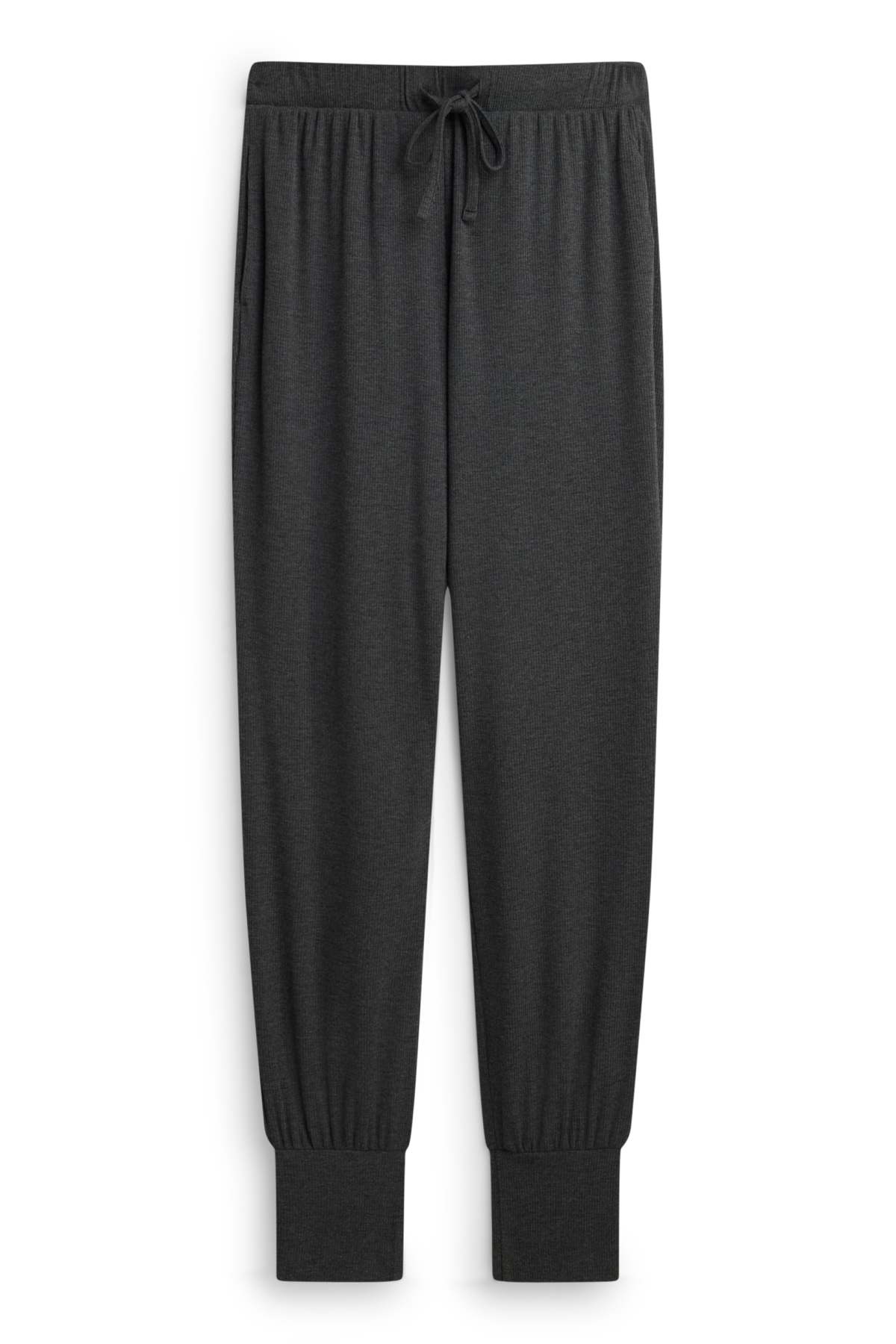 Pyjama bottoms - ribbed - dark gray