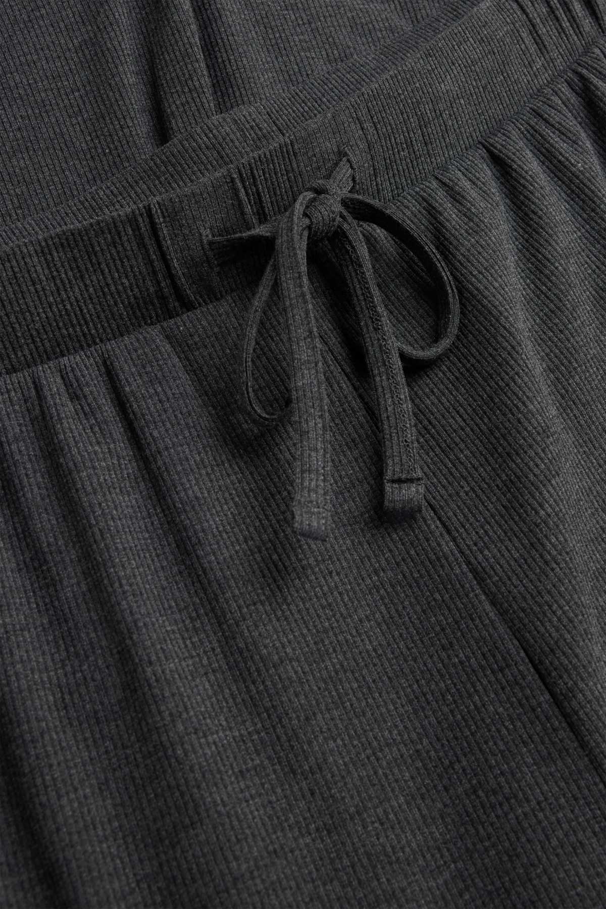 Pyjama bottoms - ribbed - dark gray