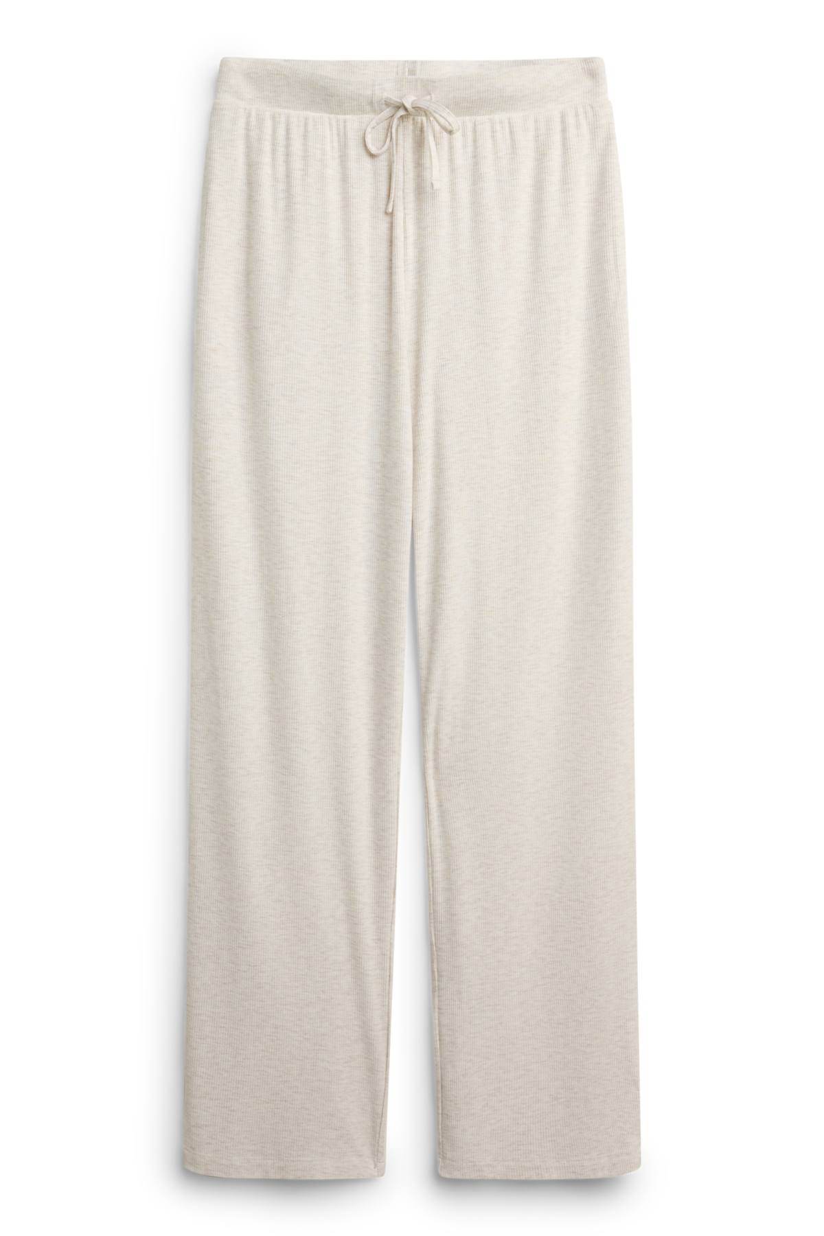 Pyjama bottoms - ribbed - creme