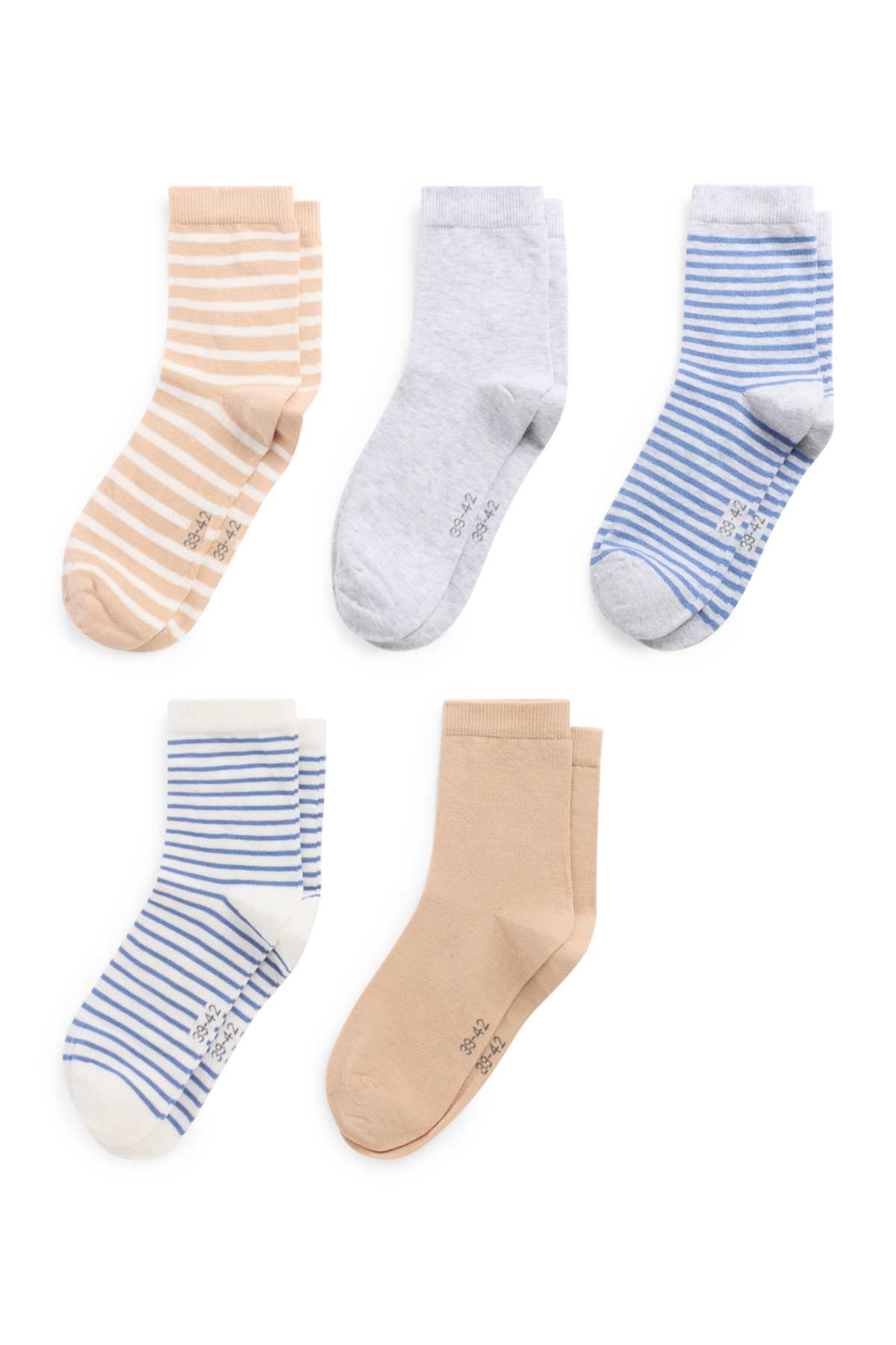 Multipack of 5 - socks - blue / beige