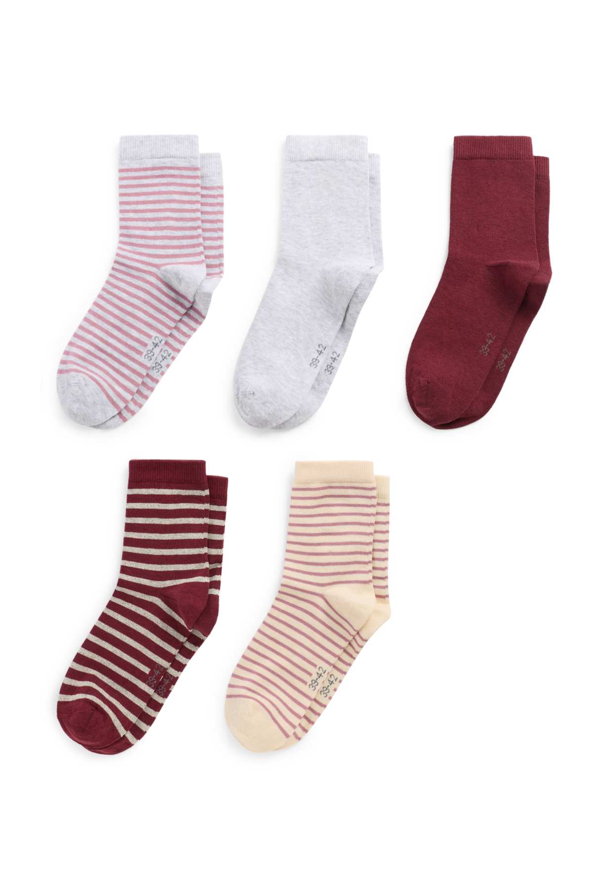 Multipack of 5 - socks - beige / bordeaux