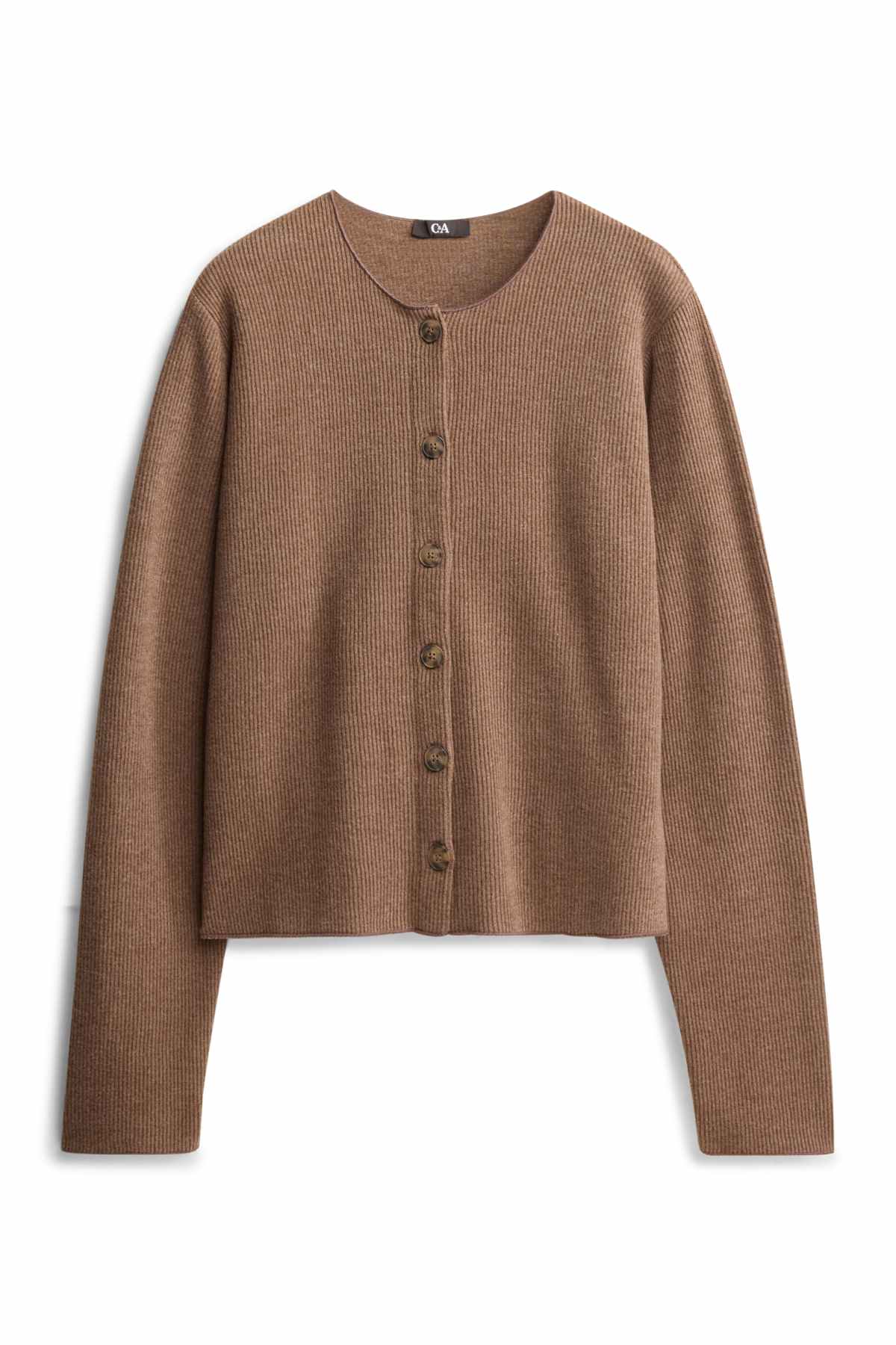 Cardigan - ribbed - brown