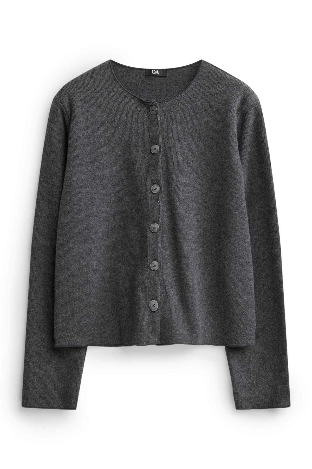 Cardigan - ribbed - dark gray