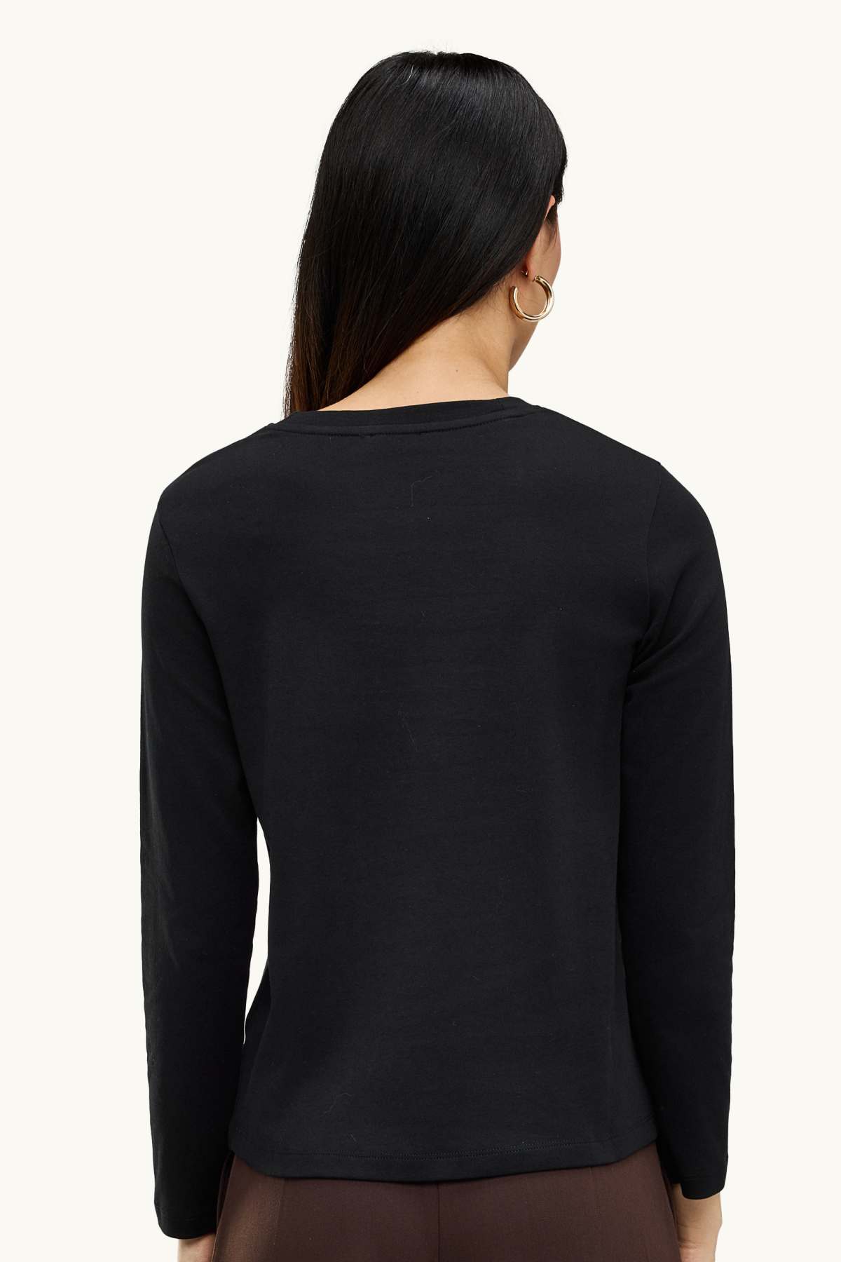 Long sleeve top - regular fit - shiny - black