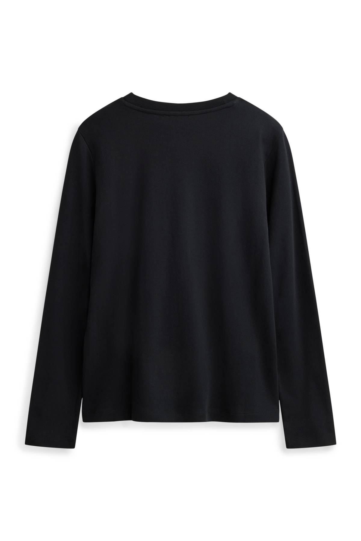 Long sleeve top - regular fit - shiny - black