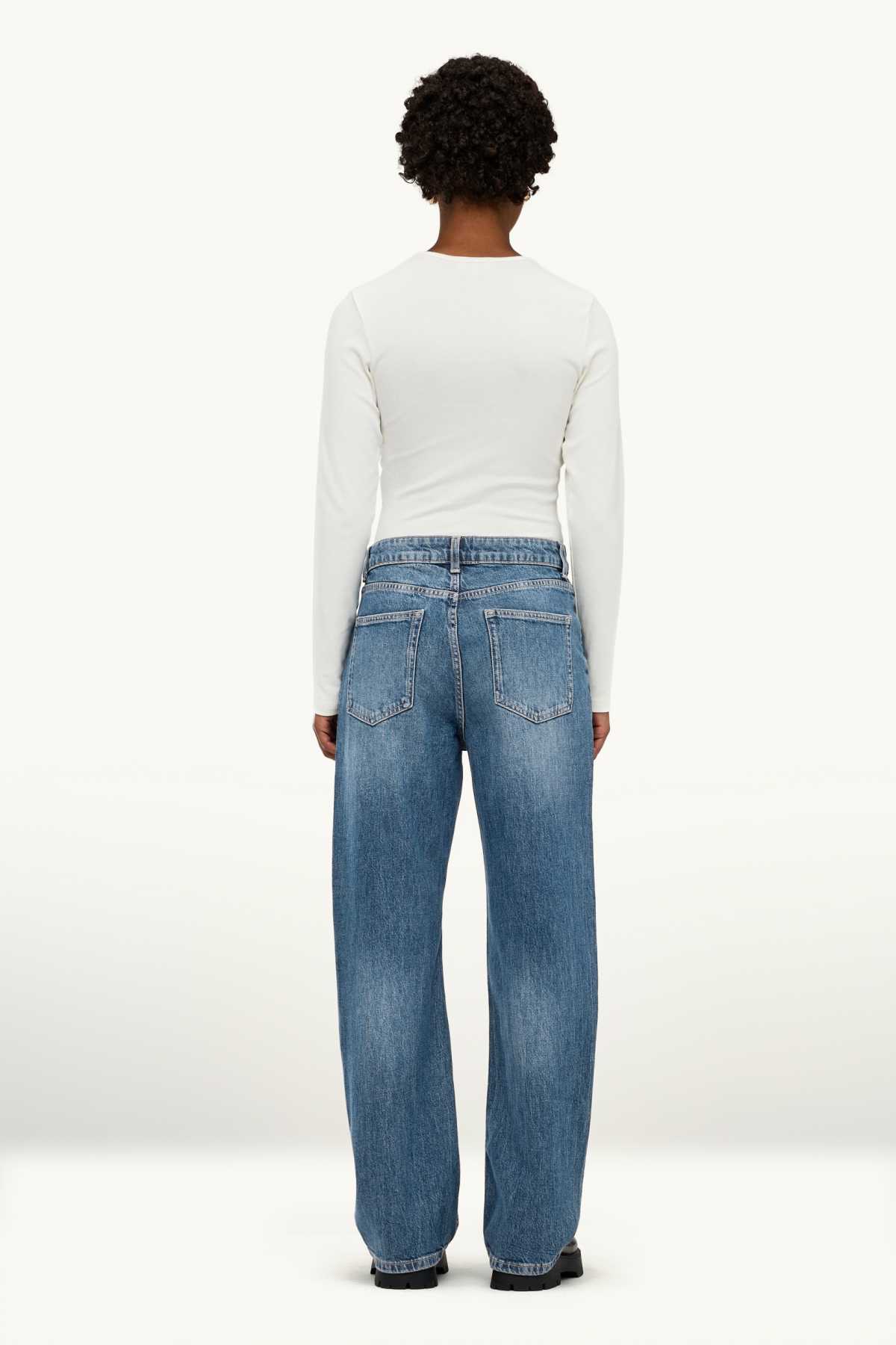 Baggy jeans - mid-rise waist - blue denim