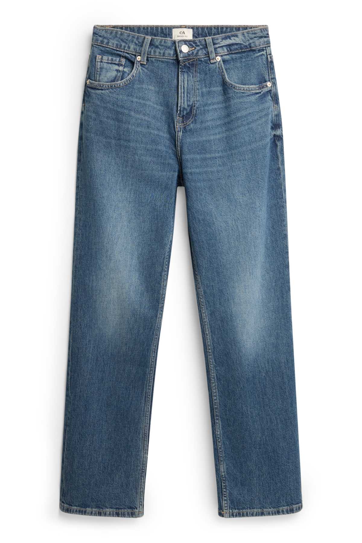 Baggy jeans - mid-rise waist - blue denim