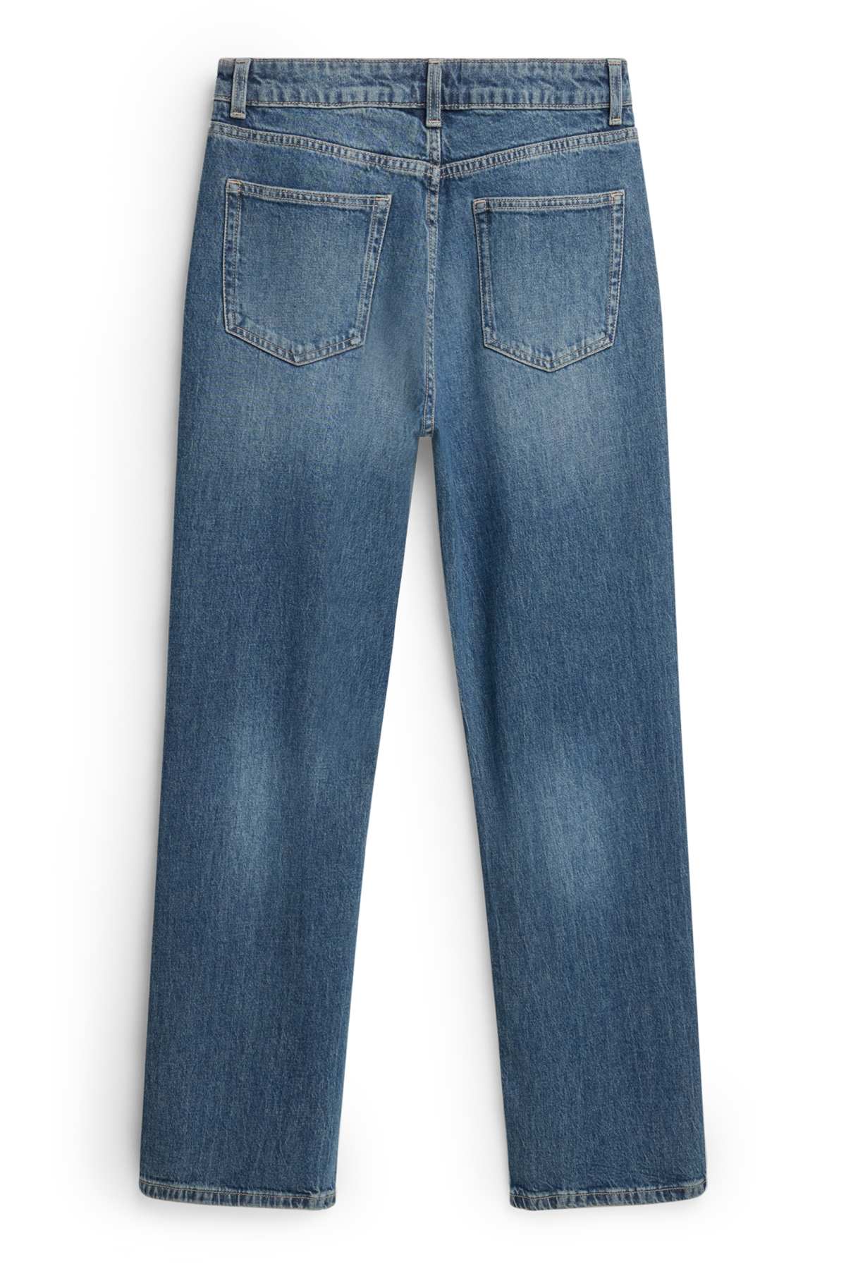 Baggy jeans - mid-rise waist - blue denim