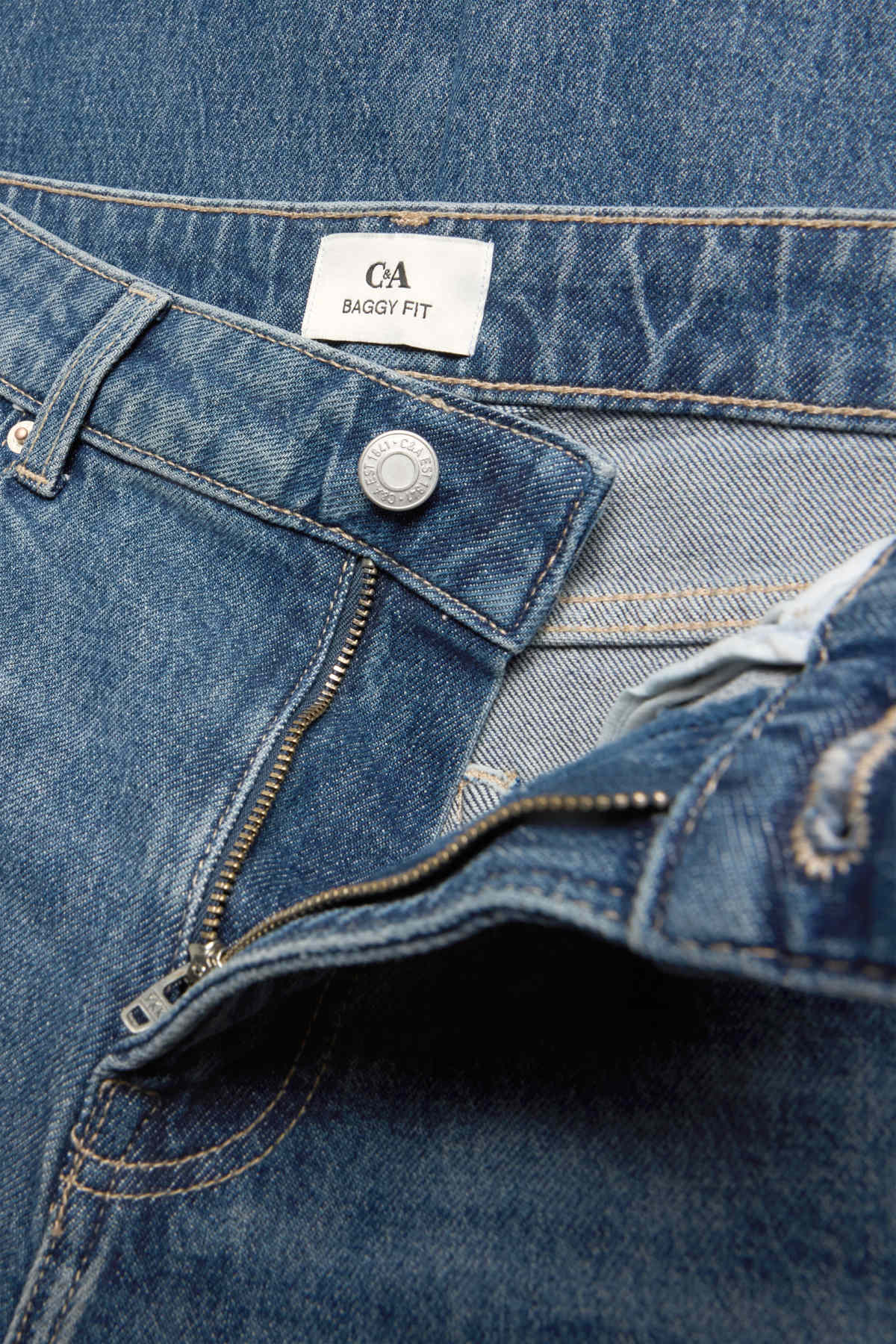 Baggy jeans - mid-rise waist - blue denim