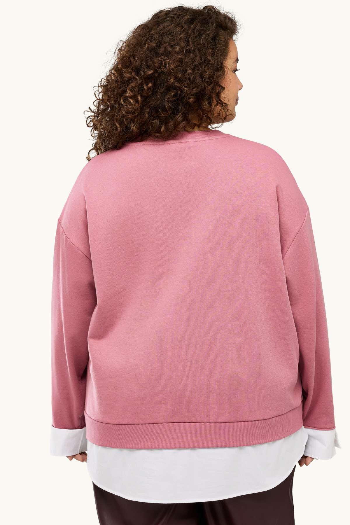 Sweatshirt - 2-in-1 look - white / rose