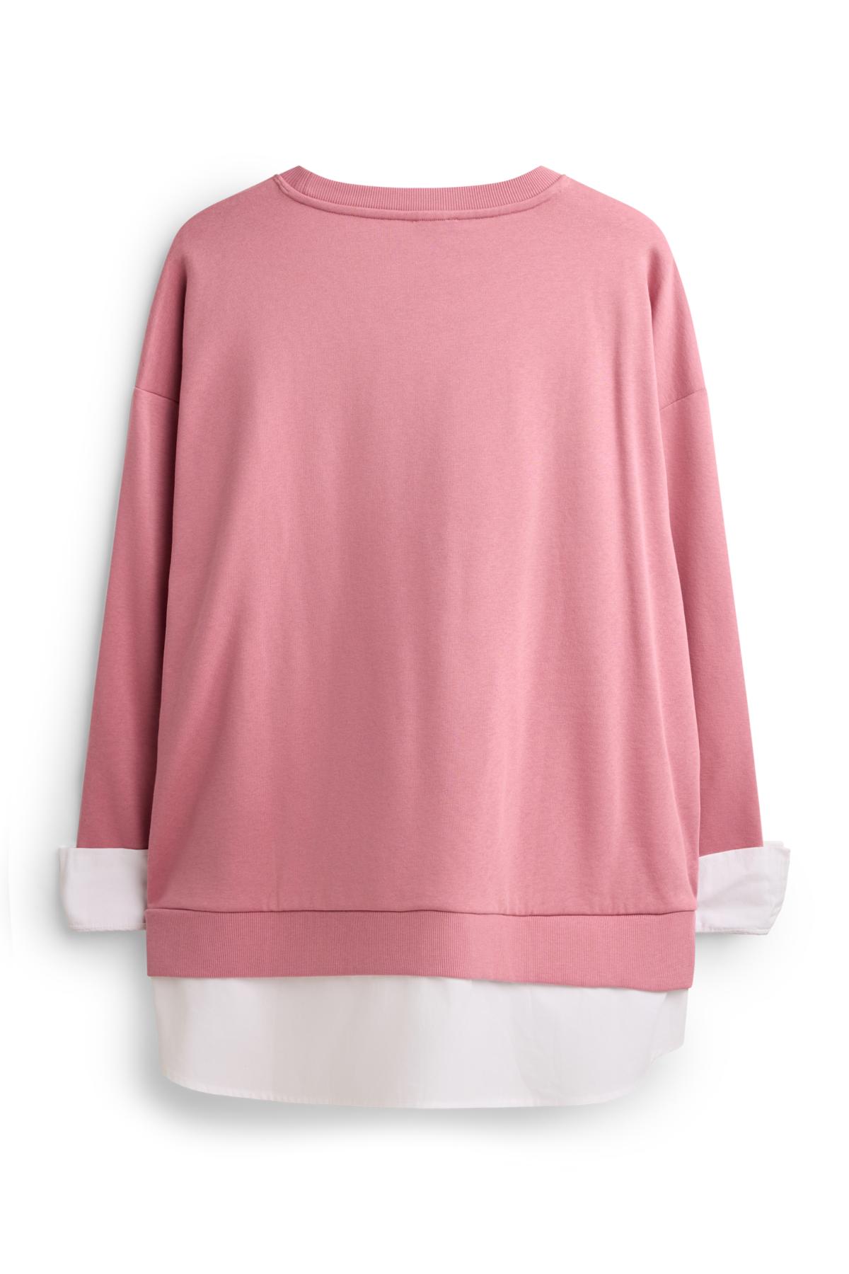 Sweatshirt - 2-in-1 look - white / rose