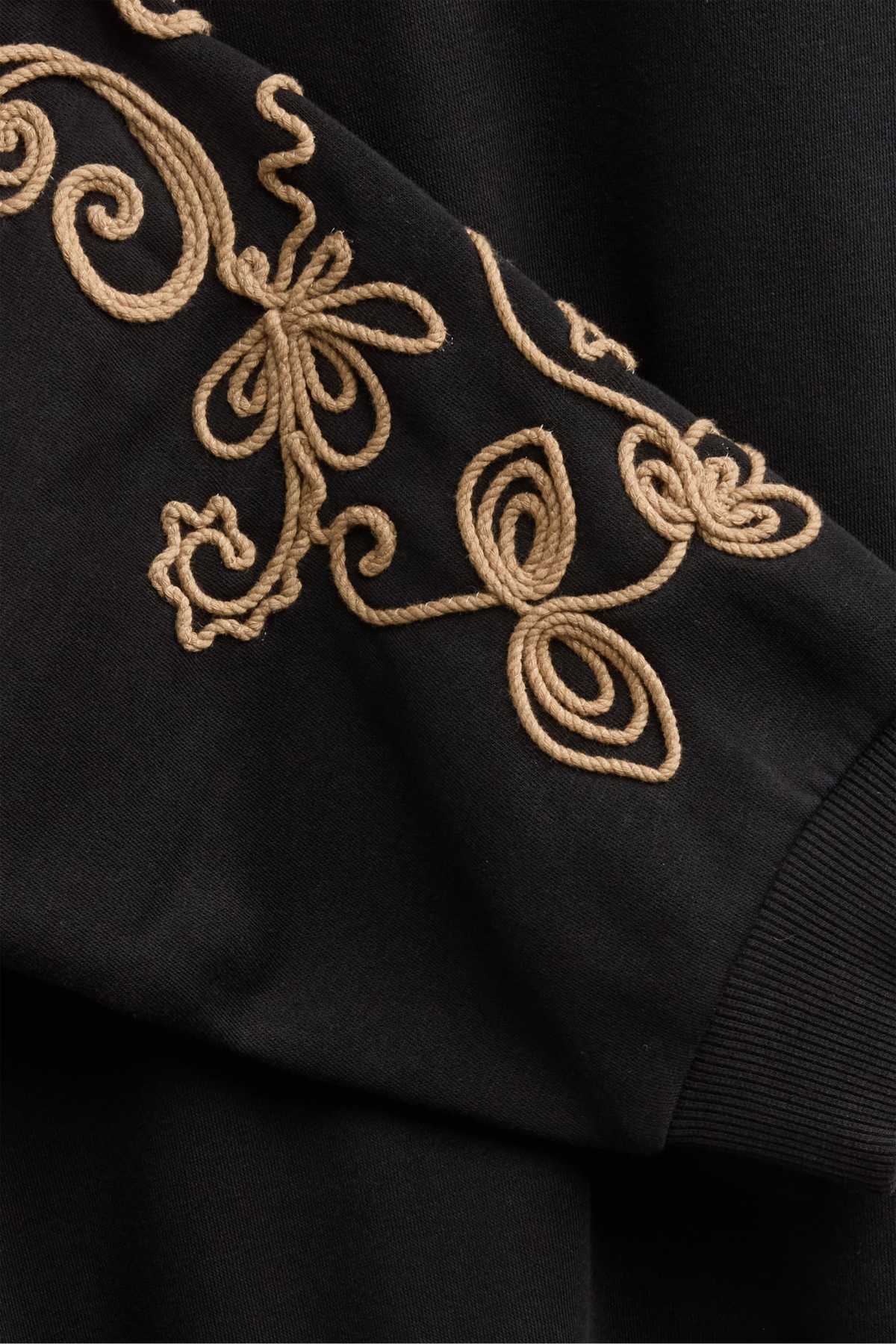 Sweatshirt dress - straight fit - embroidered - black