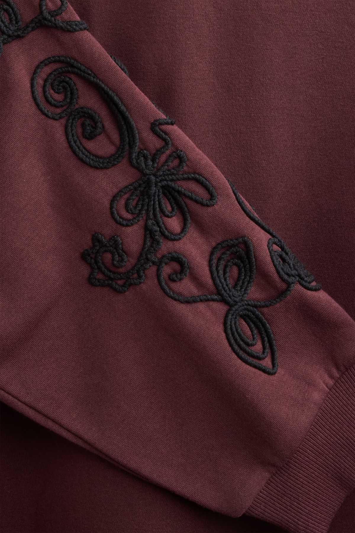 Sweatshirt dress - straight fit - embroidered - brown