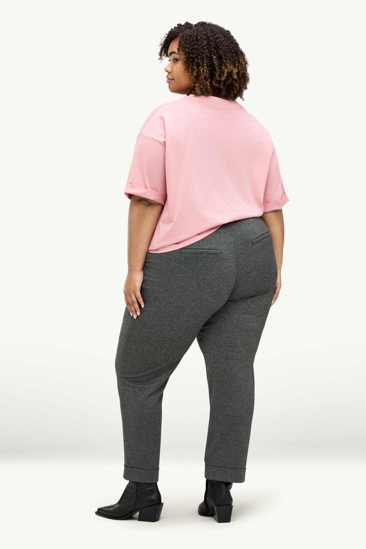 Jersey trousers - mid-rise waist - tapered fit - dark gray