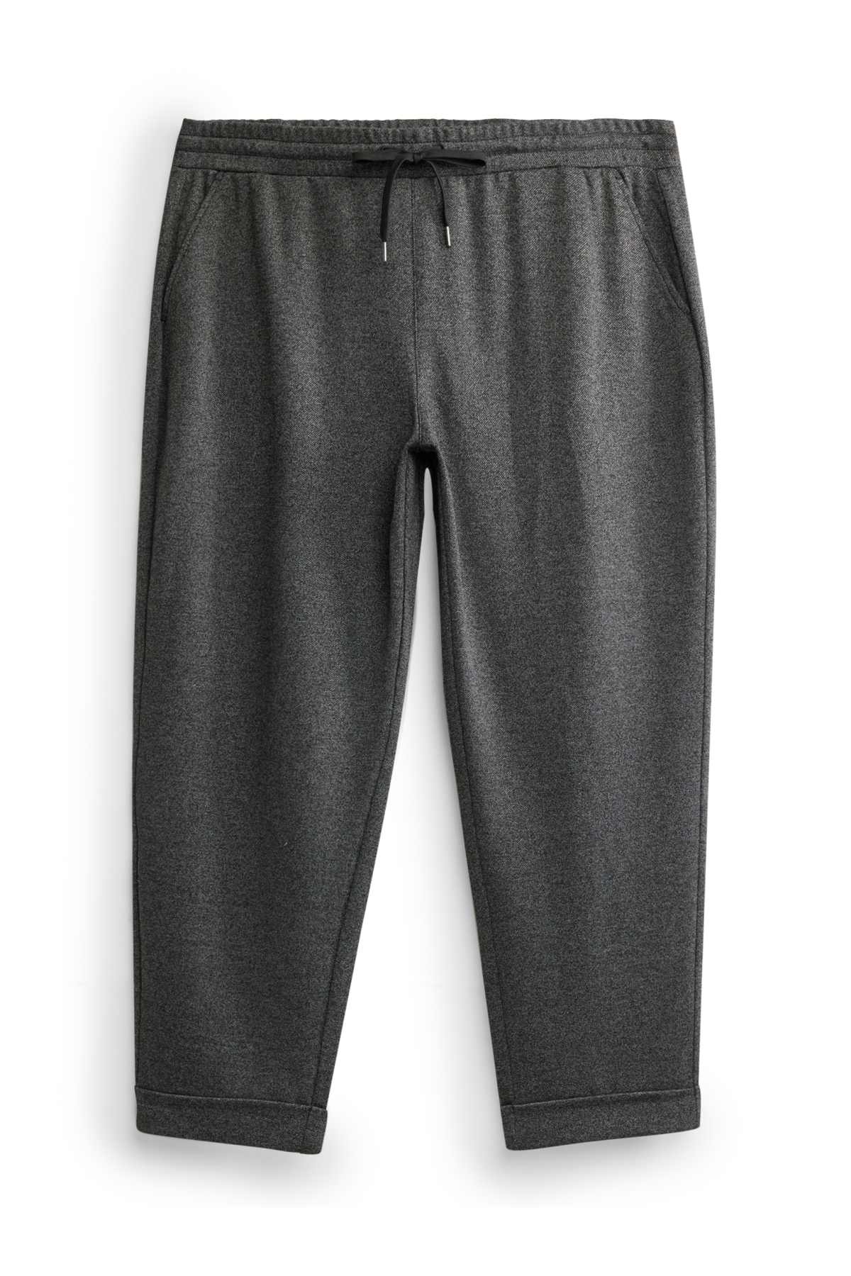 Jersey trousers - mid-rise waist - tapered fit - dark gray