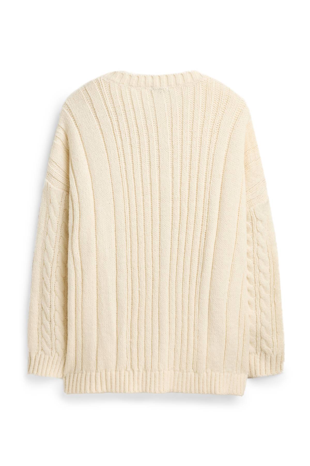 Jumper - cable knit pattern - cremewhite