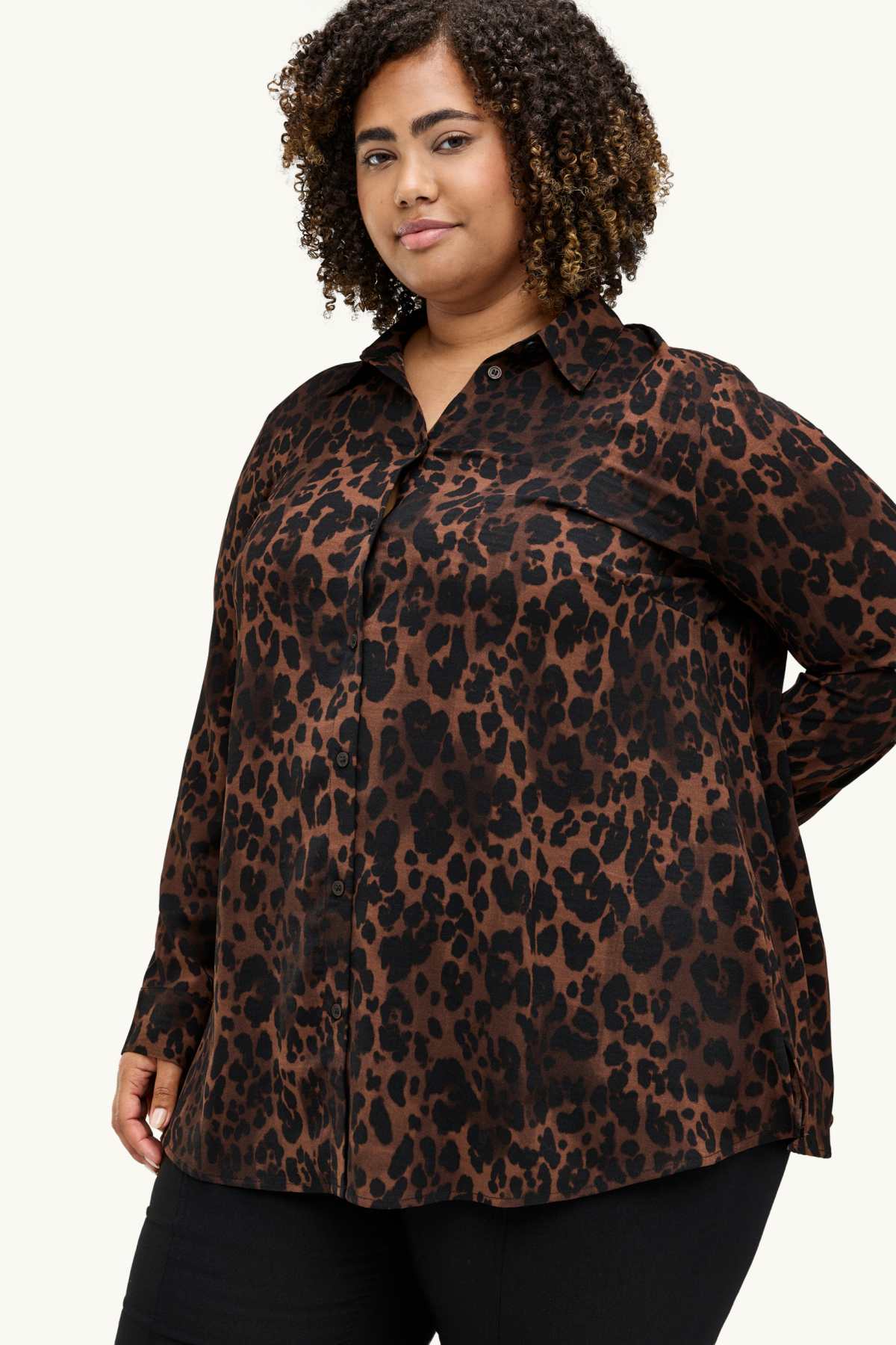 Blouse - leopard print - dark brown
