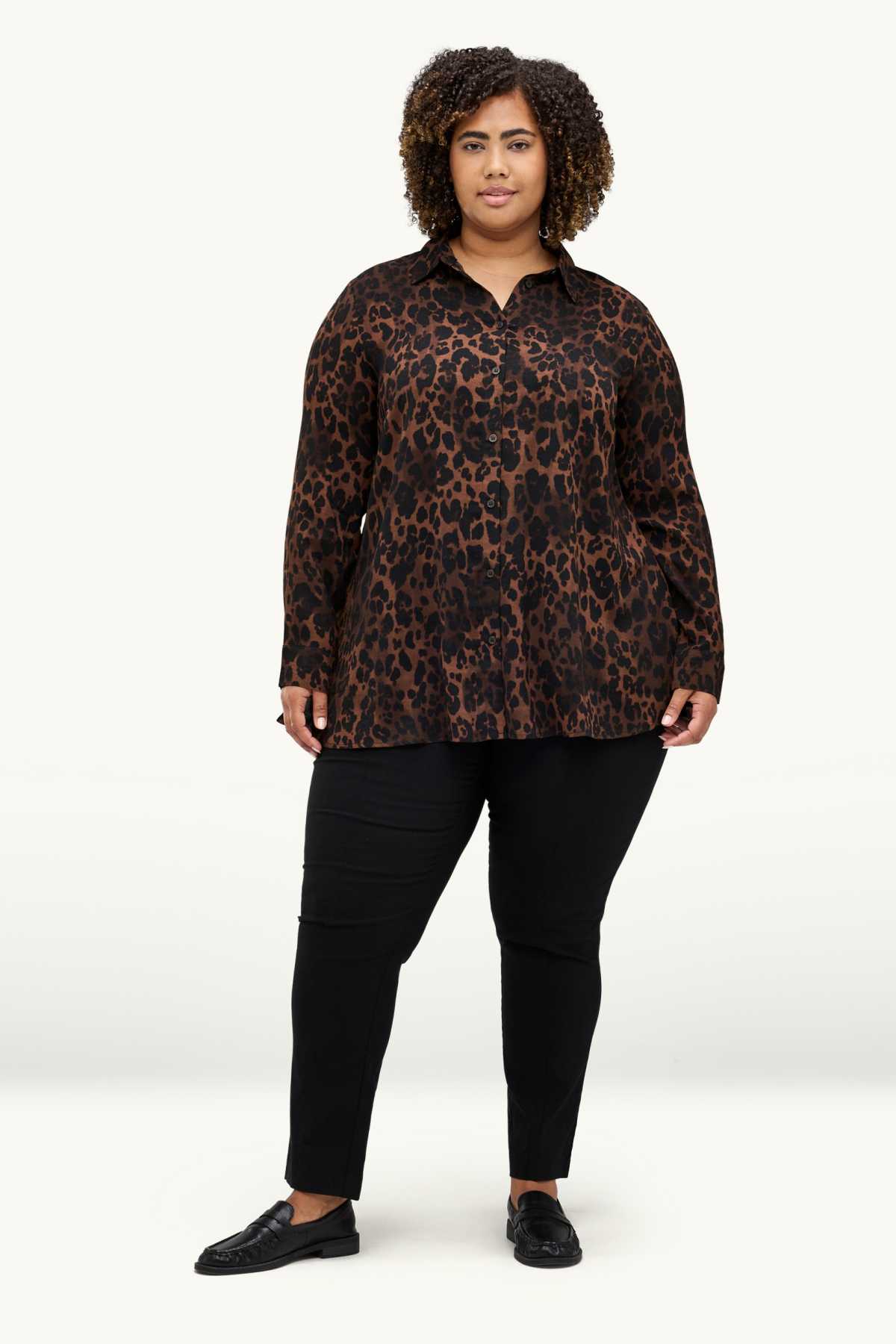 Blouse - leopard print - dark brown
