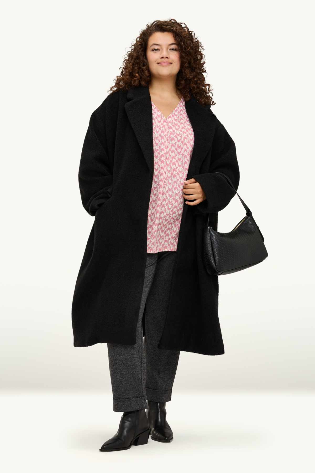 V-neck blouse - patterned - pink / rose