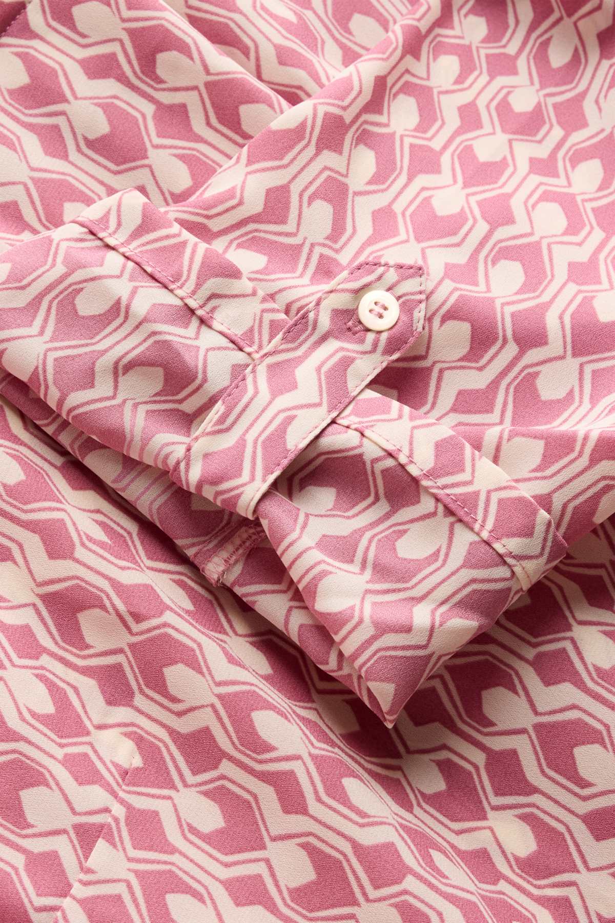 V-neck blouse - patterned - pink / rose