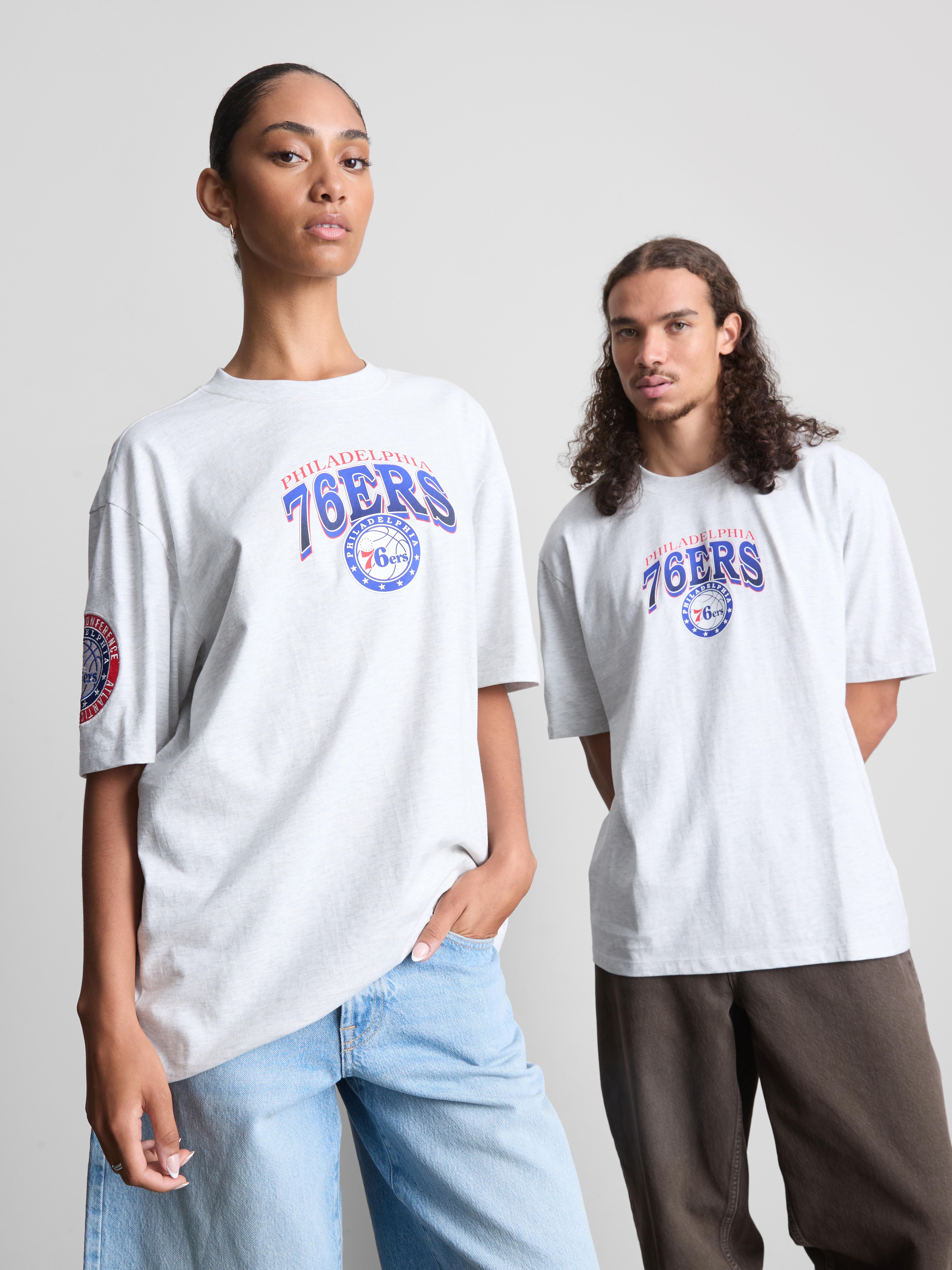 NBA Philadelphia 76ers Pure Cotton Graphic T-Shirt - Gray Heather