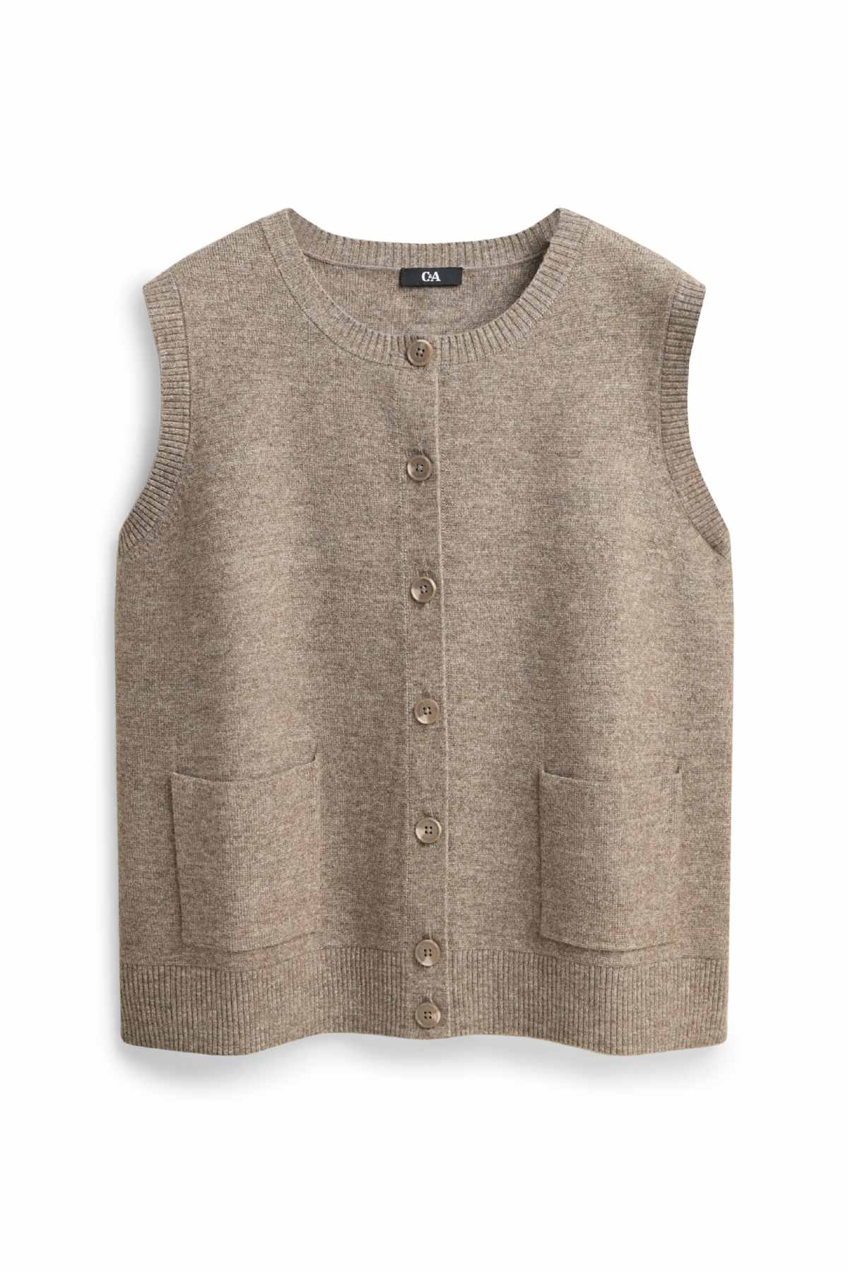 Knitted waistcoat - beige-melange