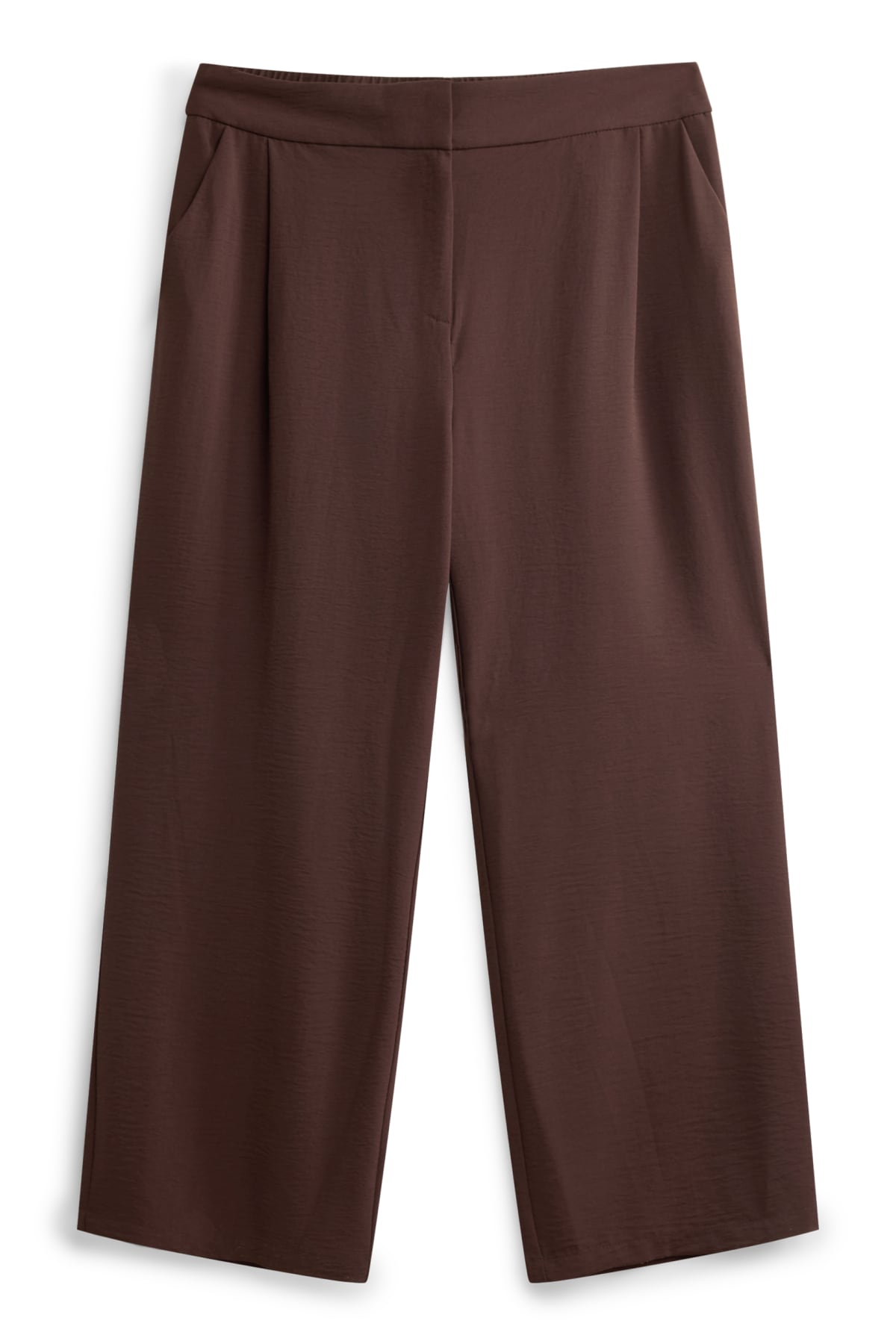 Cloth trousers - high waist - wide leg - brown