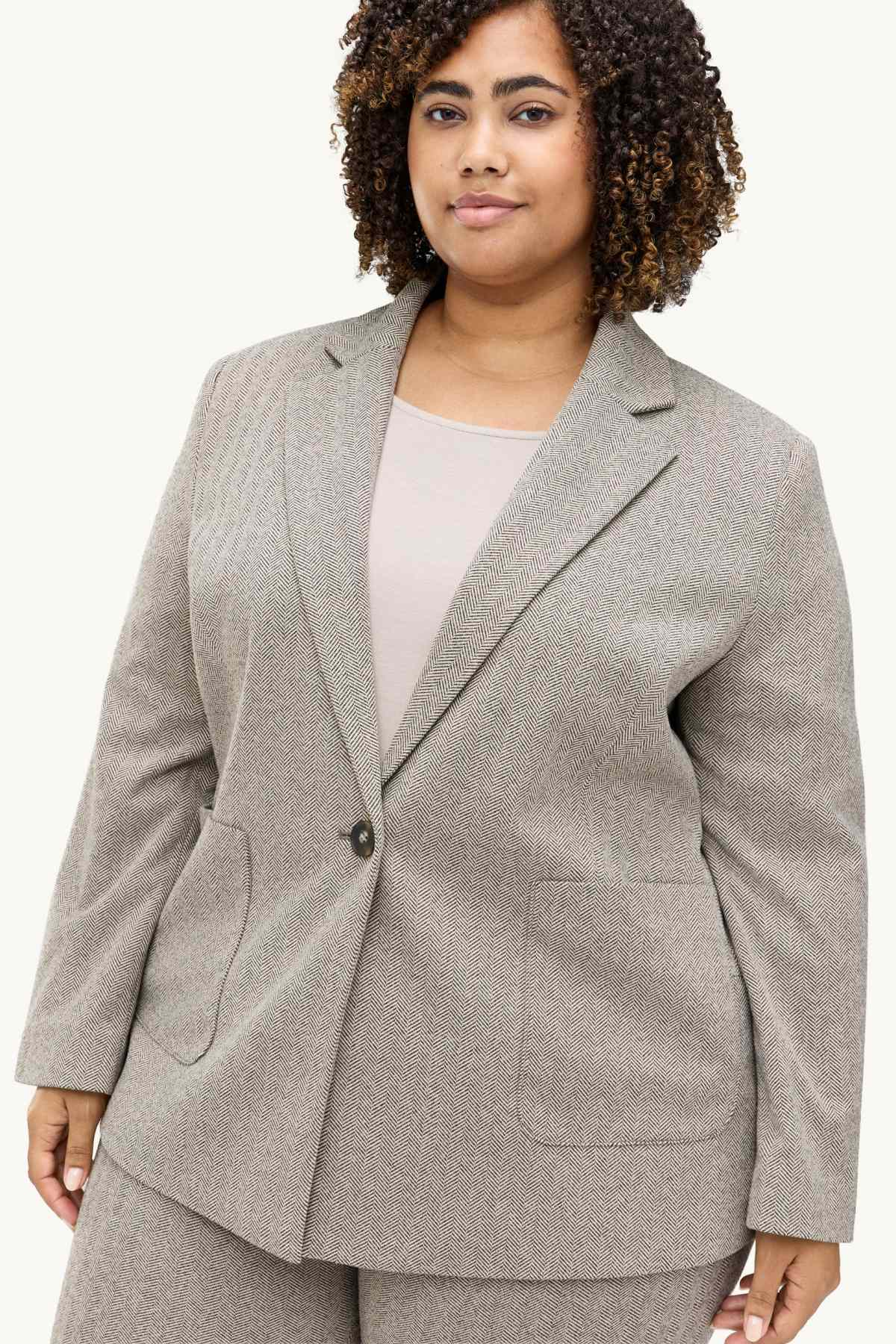 Long blazer - regular fit - patterned - beige