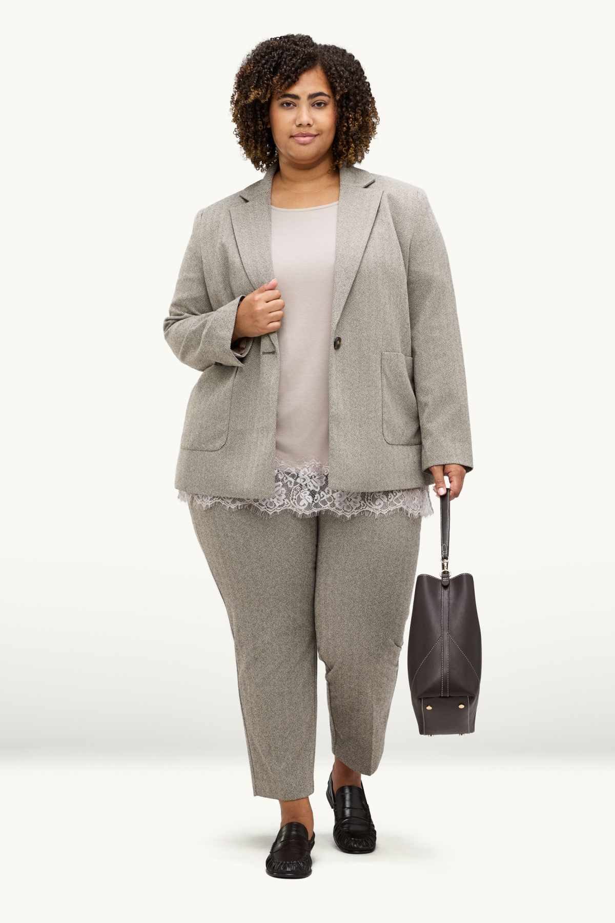 Long blazer - regular fit - patterned - beige