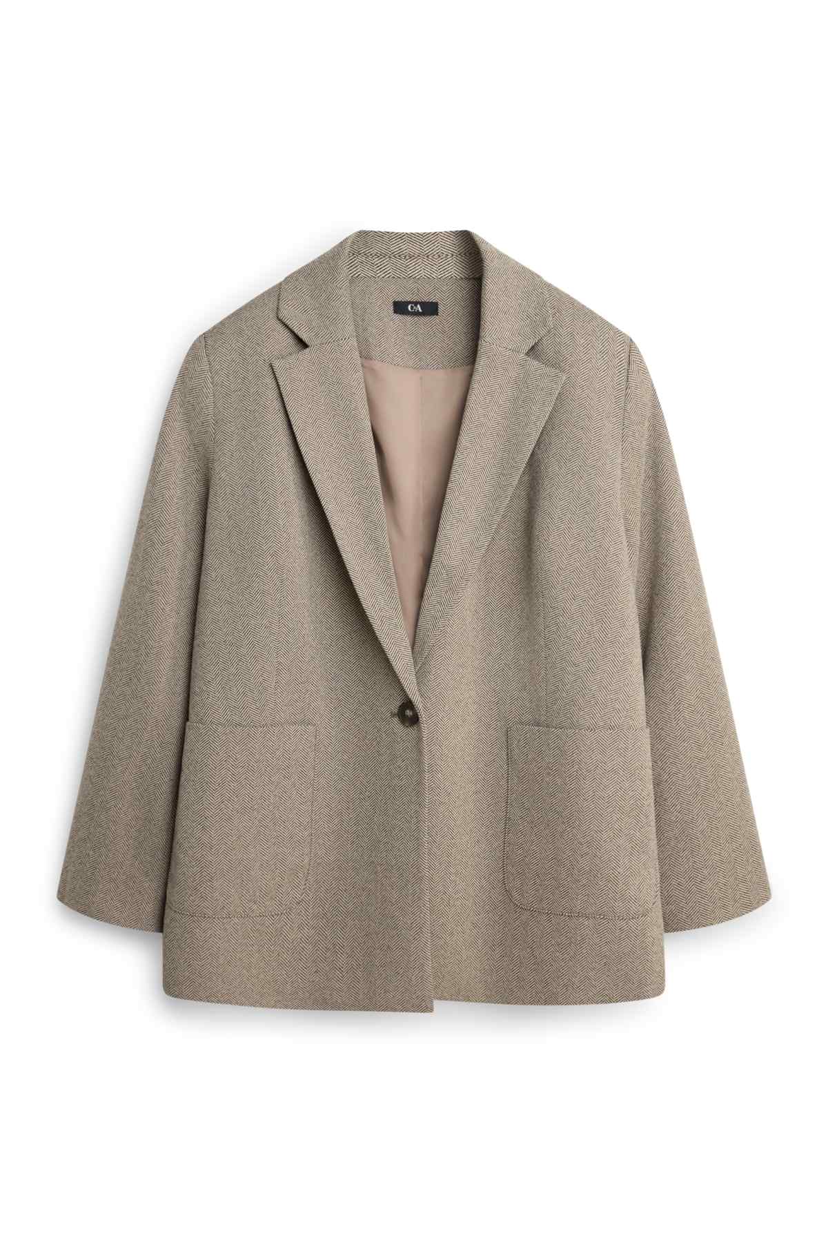 Long blazer - regular fit - patterned - beige