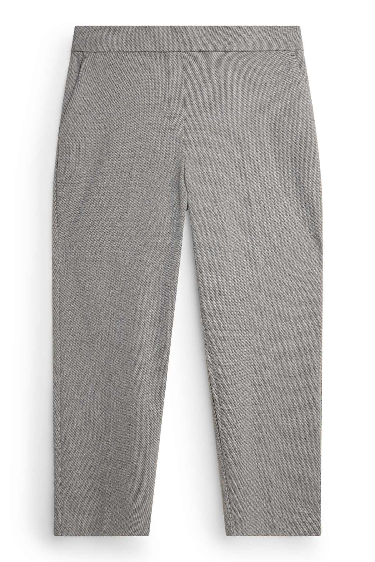 Cloth trousers - high waist - tapered fit - textured - gray-melange