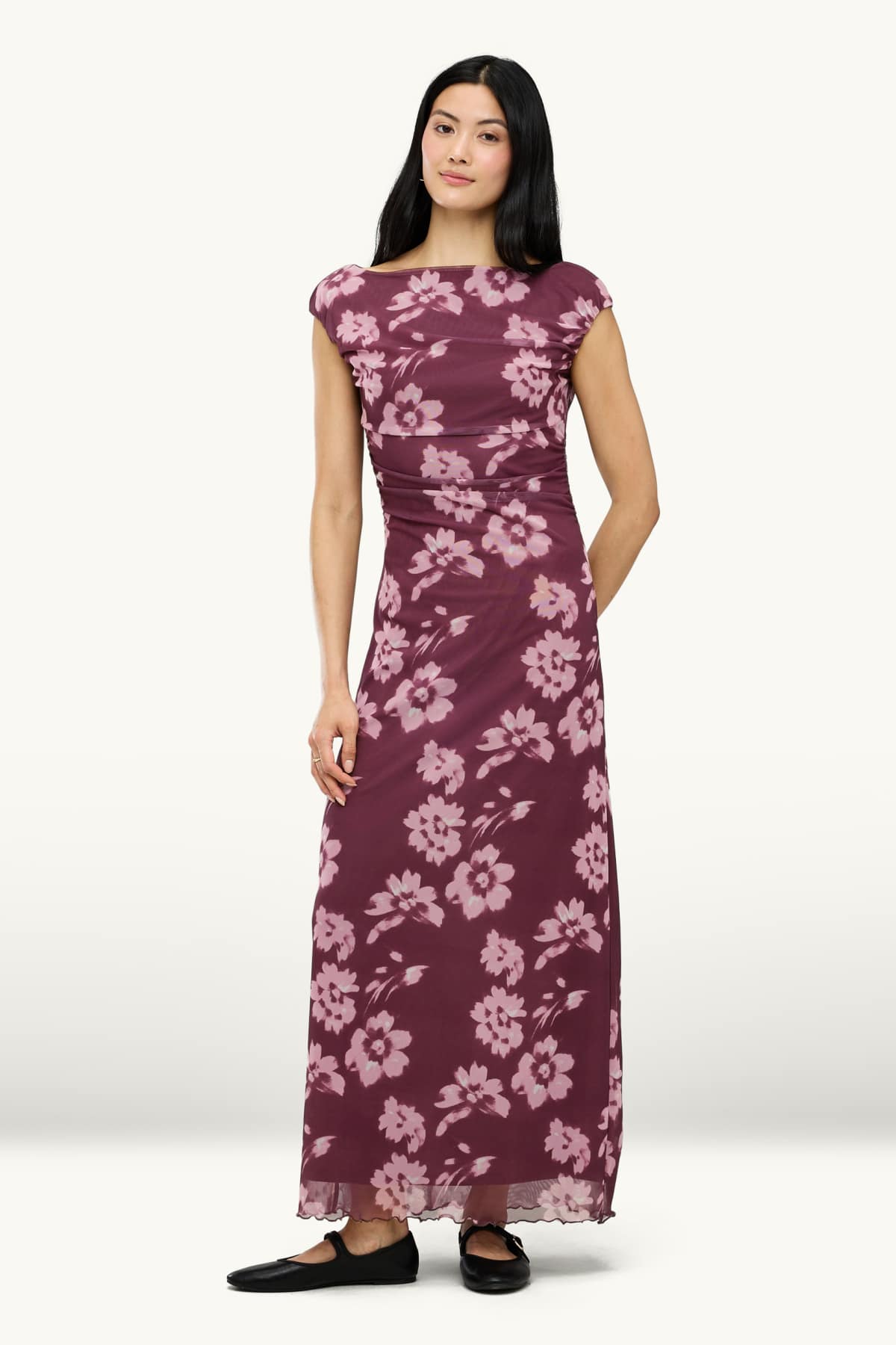 Bodycon dress - mesh - floral - purple