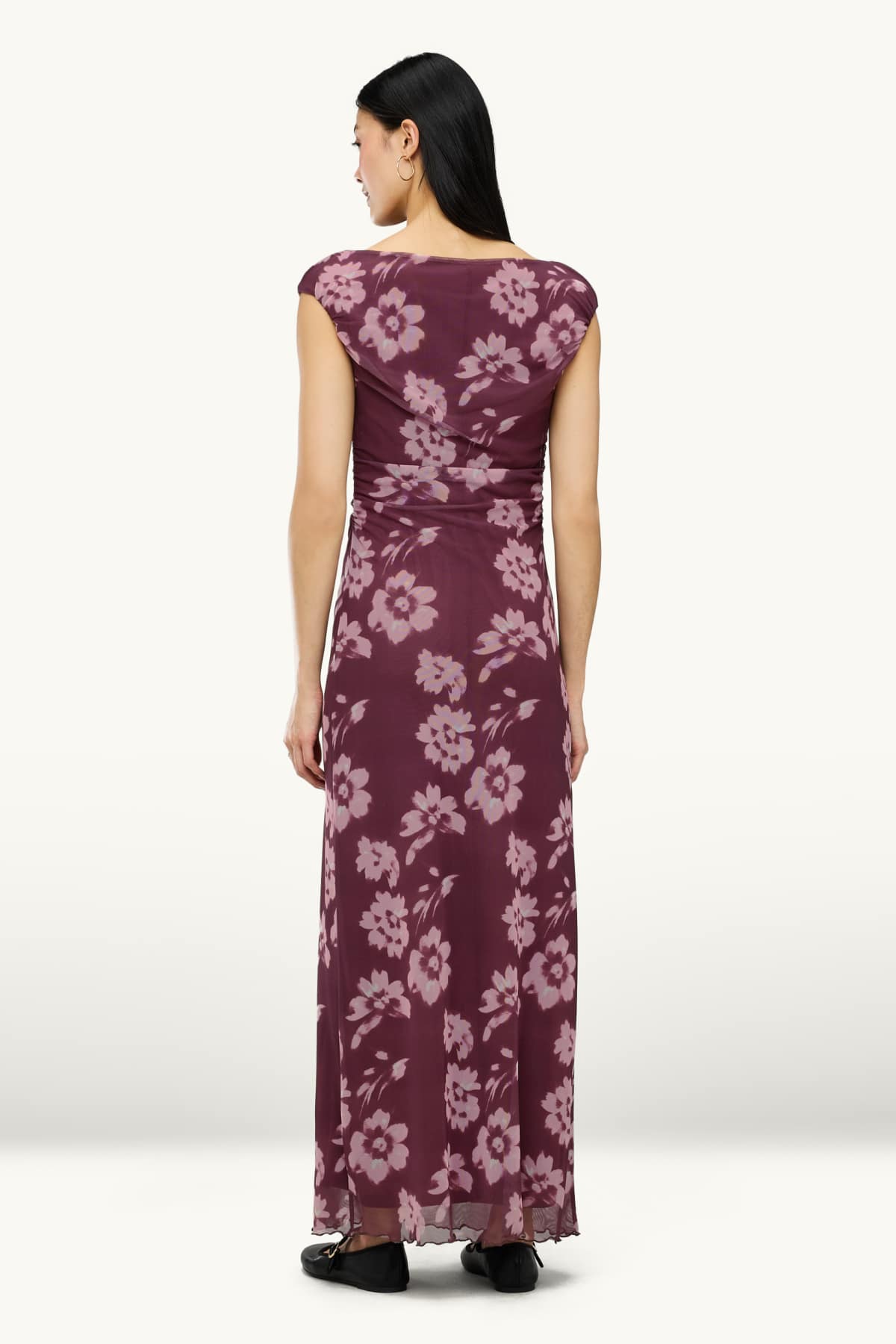 Bodycon dress - mesh - floral - purple