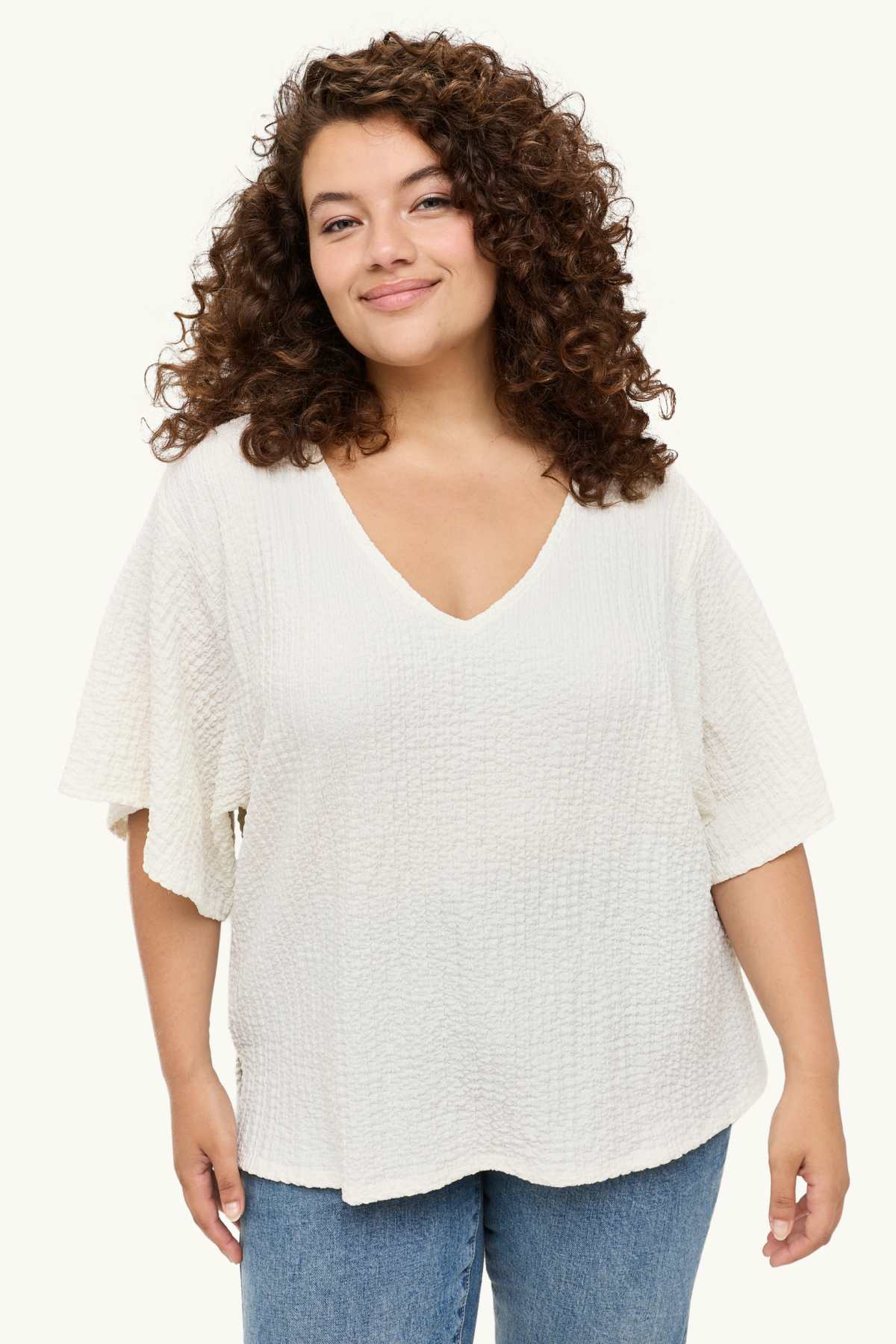 V-neck T-shirt - regular fit - cremewhite