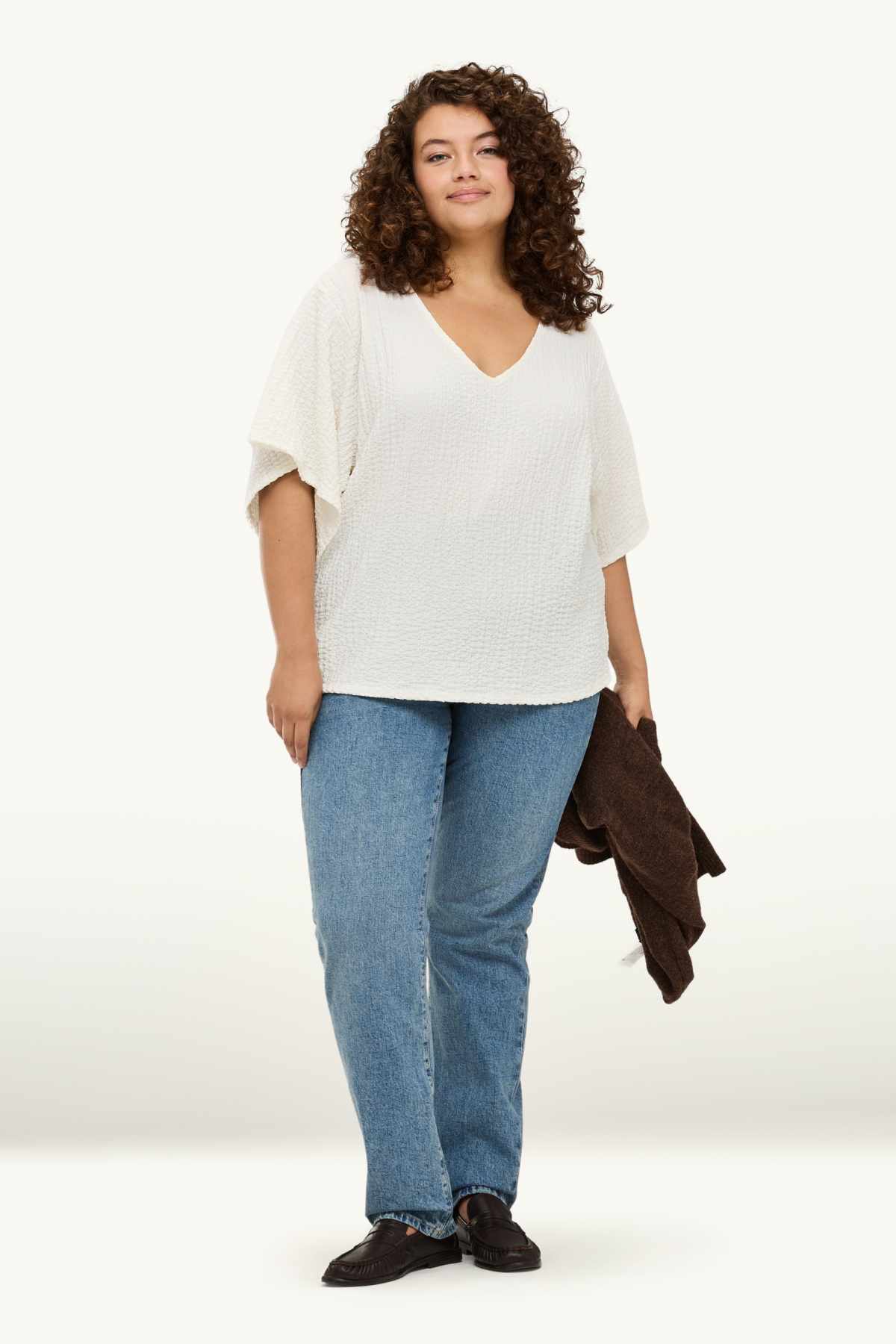 V-neck T-shirt - regular fit - cremewhite