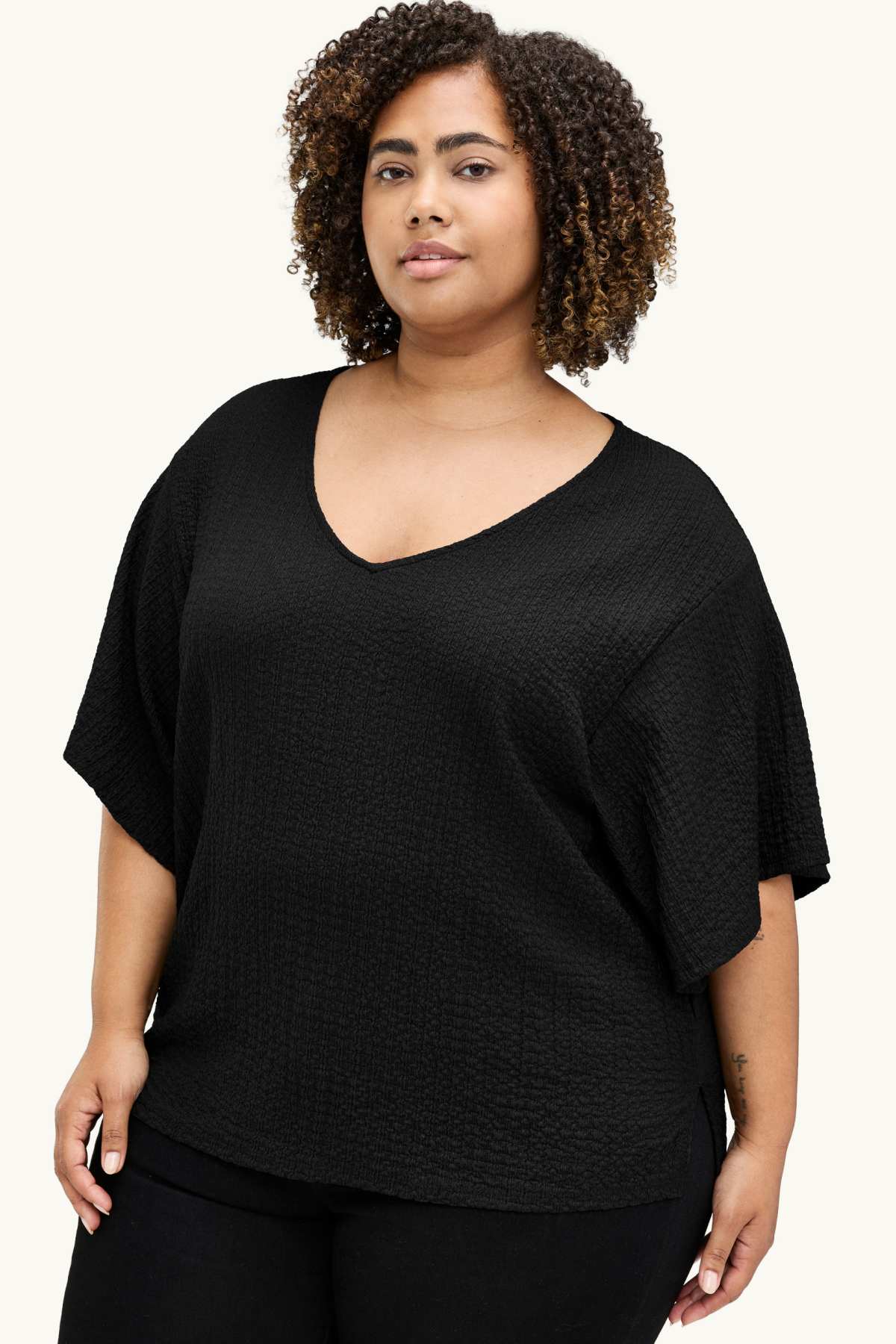 V-neck T-shirt - regular fit - black