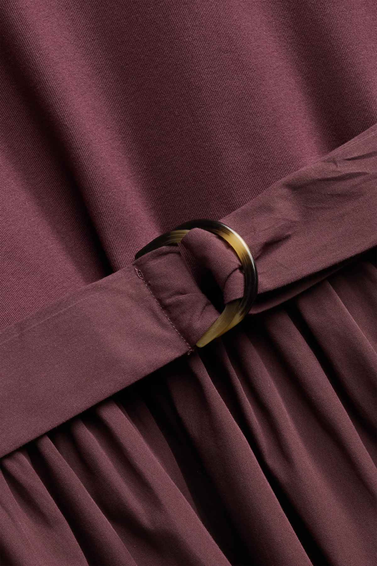 Fit & flare dress with belt - bordeaux