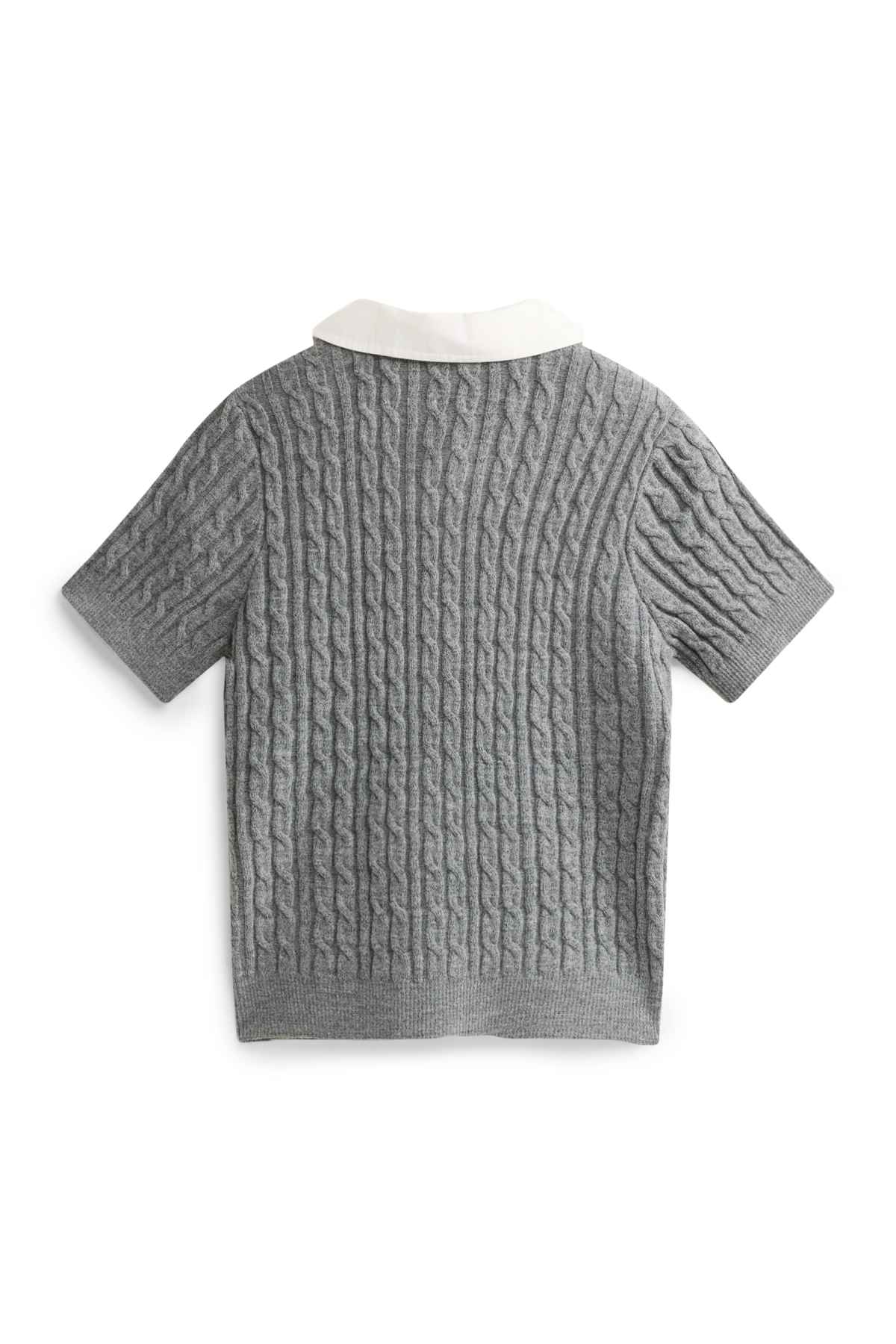 Cardigan - cable knit pattern - gray