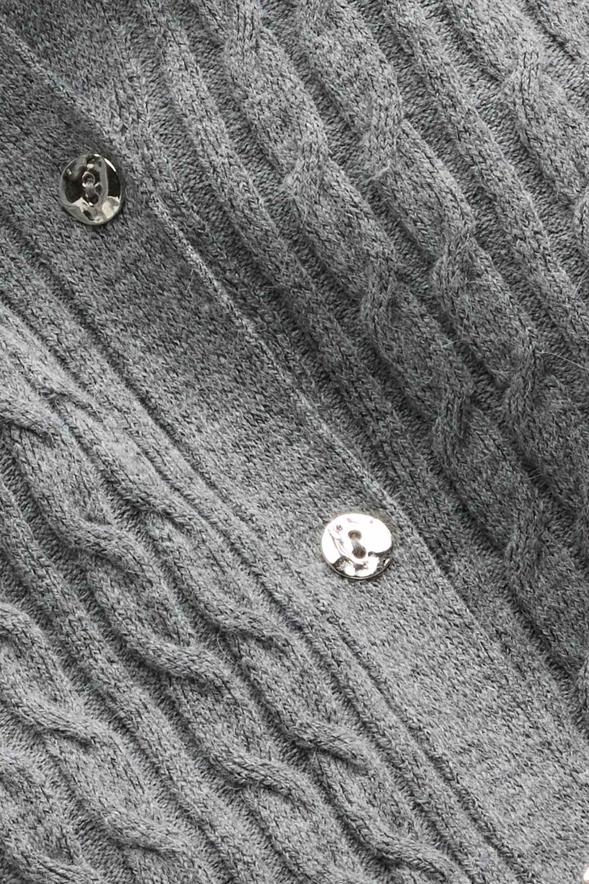 Cardigan - cable knit pattern - gray