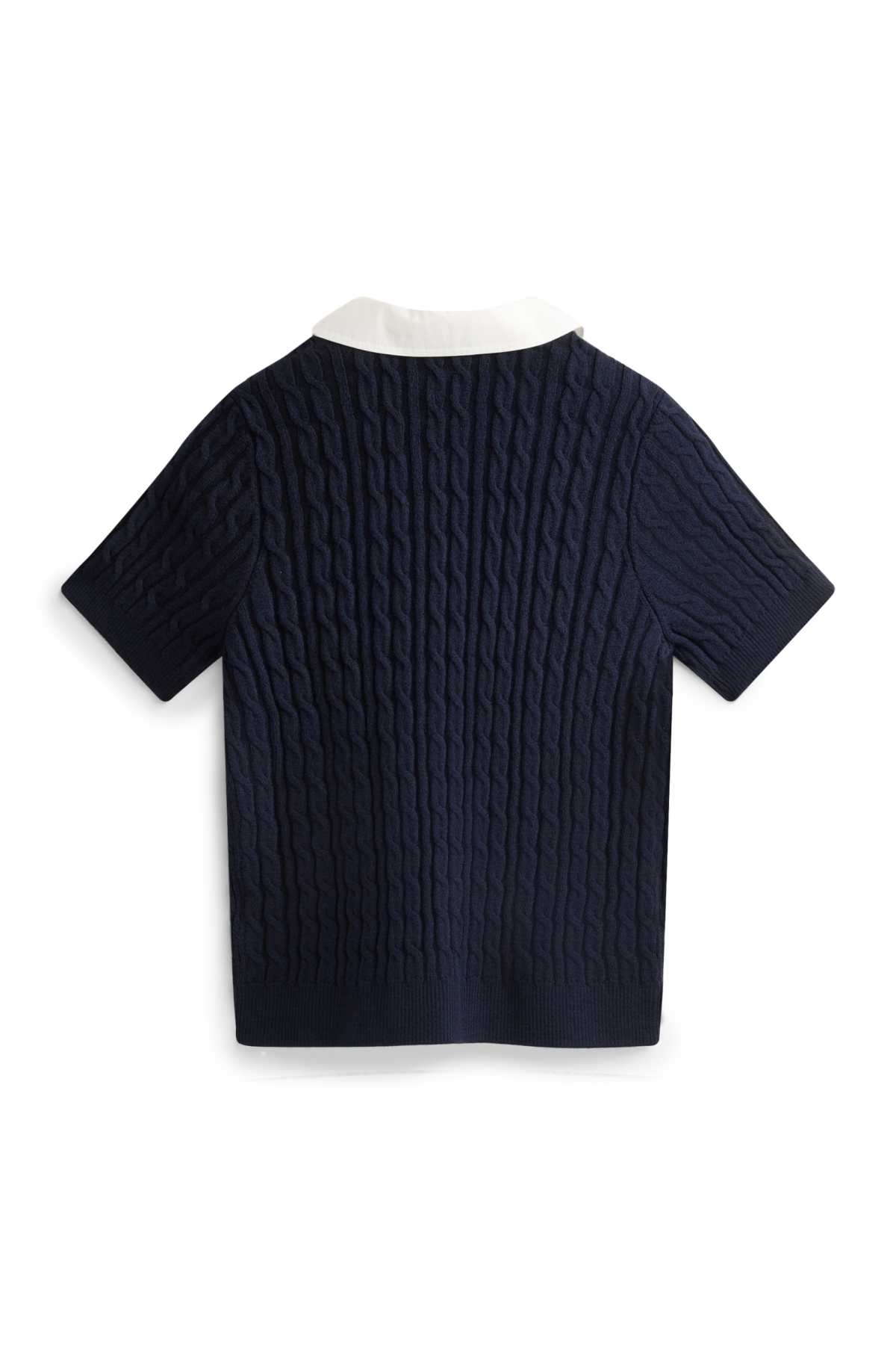 Cardigan - cable knit pattern - dark blue / white