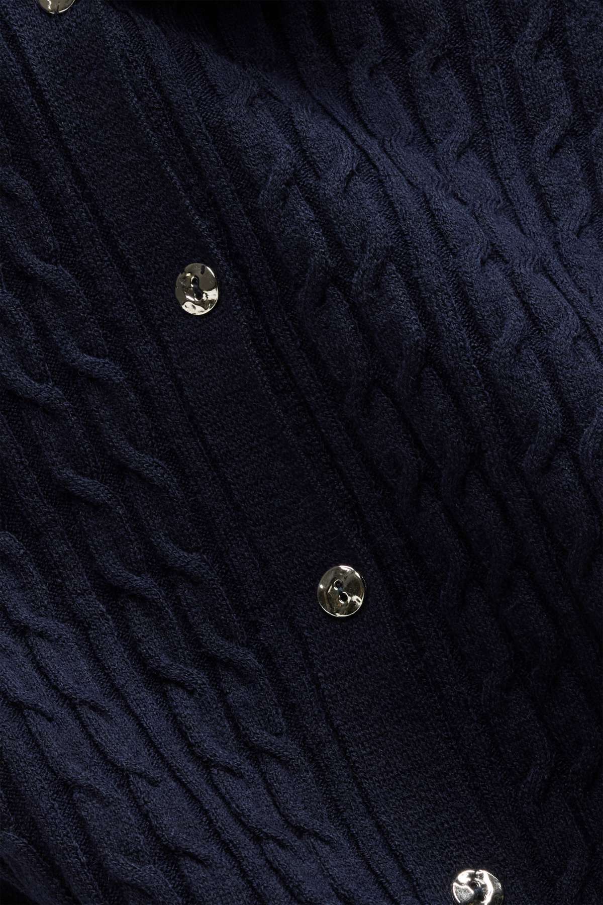 Cardigan - cable knit pattern - dark blue / white