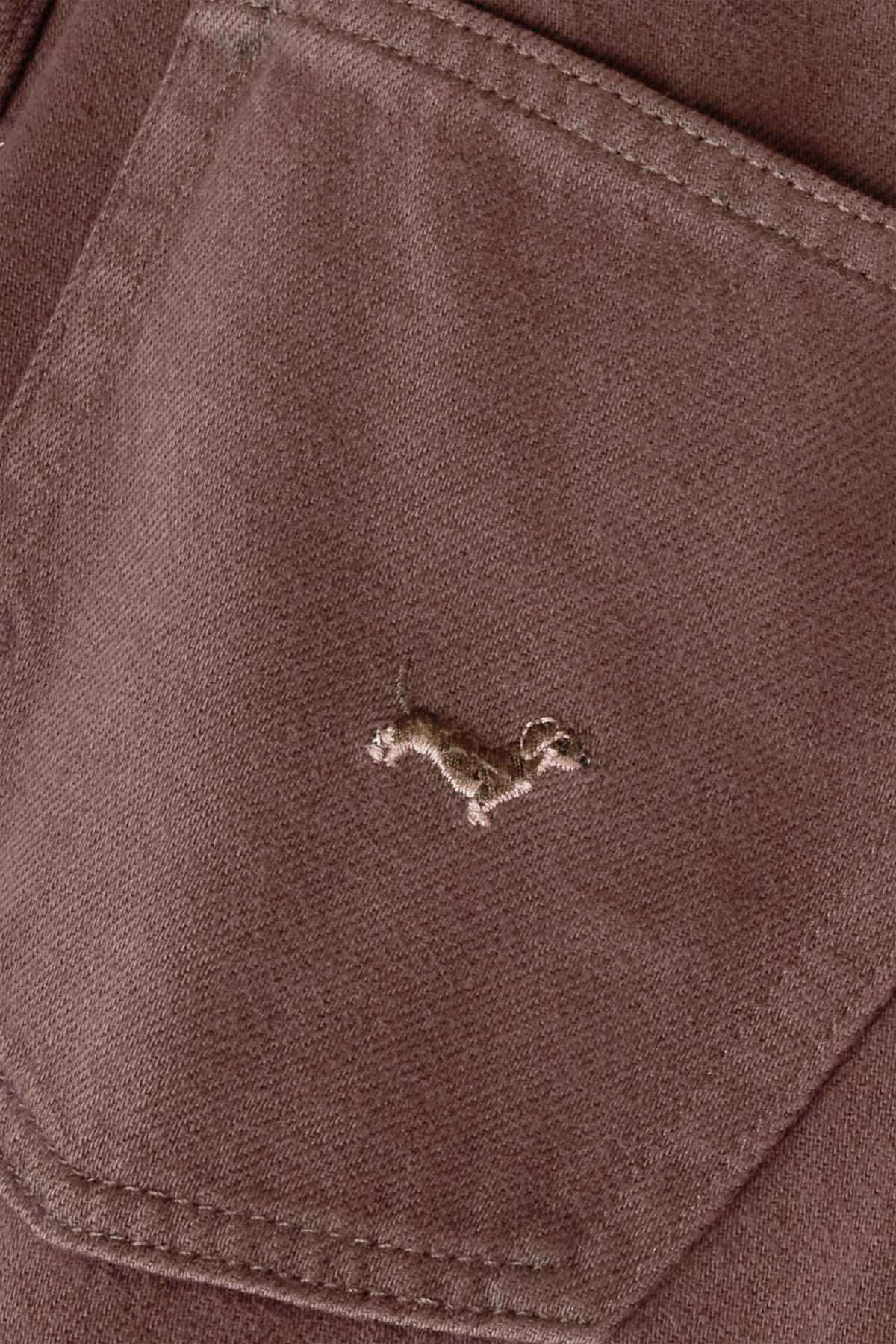 Baggy jeans - mid-rise waist - embroidered - brown