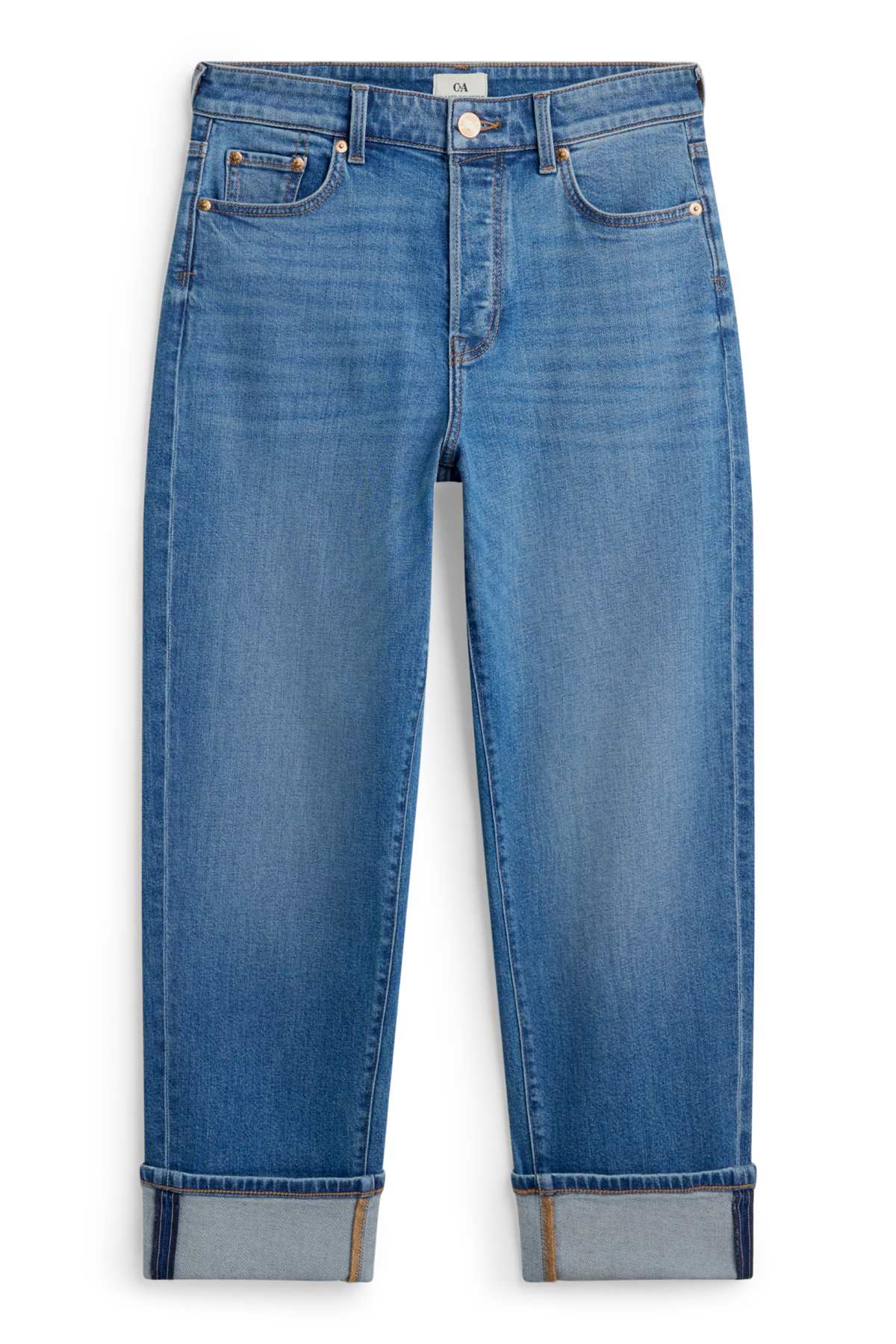 Boyfriend jeans - mid-rise waist - blue denim